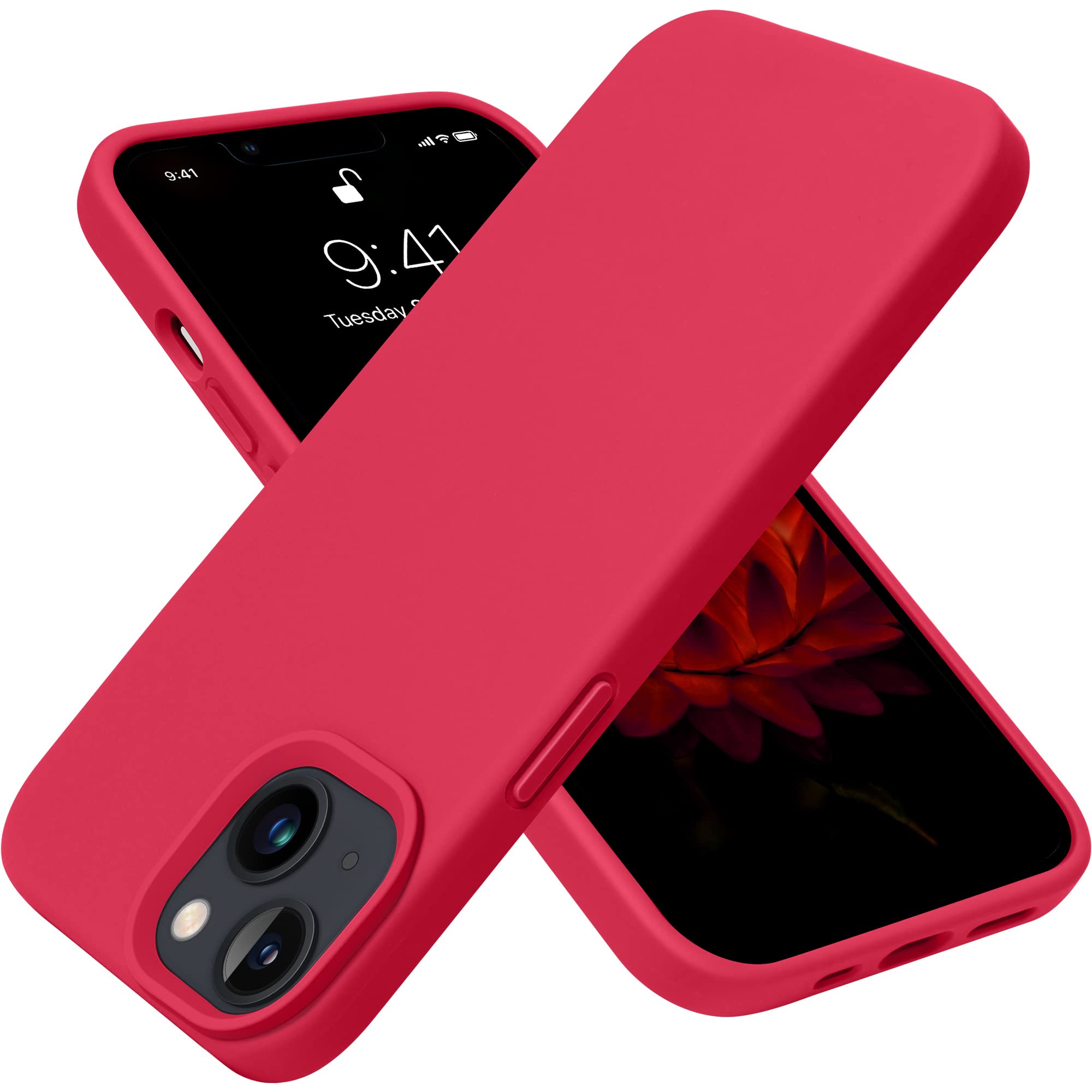 OTOFLY طراحی شده برای iPhone 13 مورد، محافظ گوشی نازک ضد شوک سیلیکونی برای iPhone 13 اینچ 6.1 قرمز