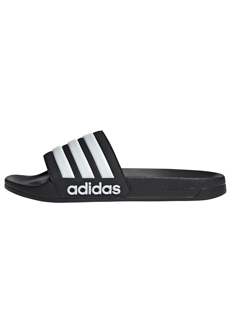 صندل مردانه adidas Adilette Shower برای ساحل و استخر، سایز 44.5 EU، مشکی (مشکی مات/سفید/مشکی اصلی)