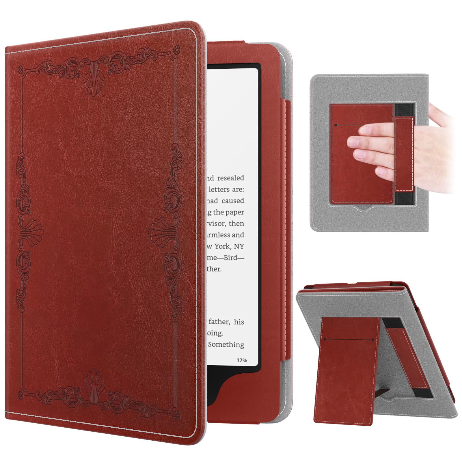 کاور MoKo برای کیندل Paperwhite 7"/6.8" (نسل 12/11 - 2024/2021) و کیندل Colorsoft Signature Edition، کاور ظریف PU Shell با قابلیت خاموشی/فعال‌بودن خودکار برای کیندل Paperwhite 2024، طرح وینتیج