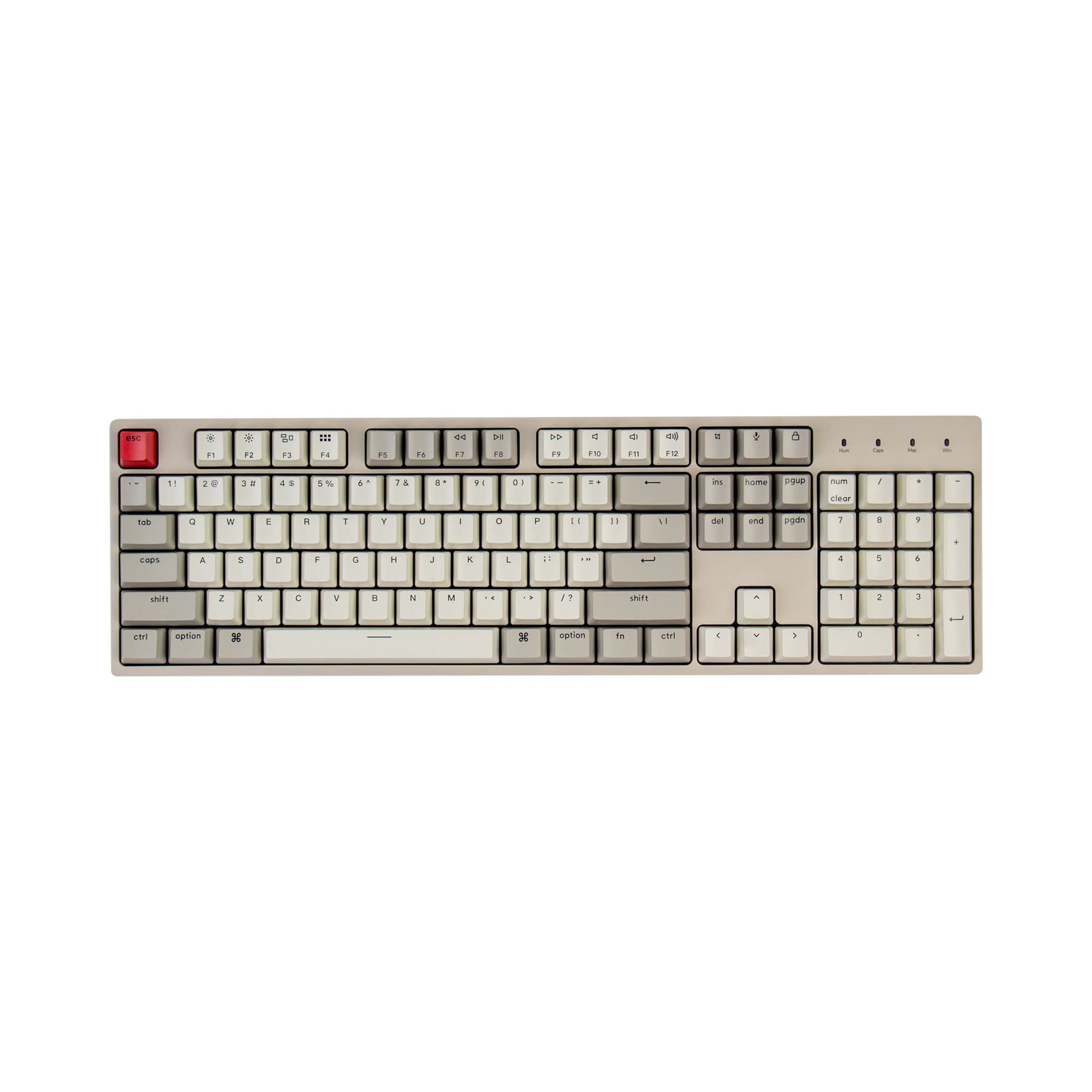 کیبورد مکانیکال باسیم Keychron C2 Full Size سازگار با مک، سوئیچ قرمز Keychron، 104 کلید کیپس آبس رترو کالر برای بازی کردن بر روی ویندوز، کیبورد گیمینگ با کابل USB-C نوع سی به سی