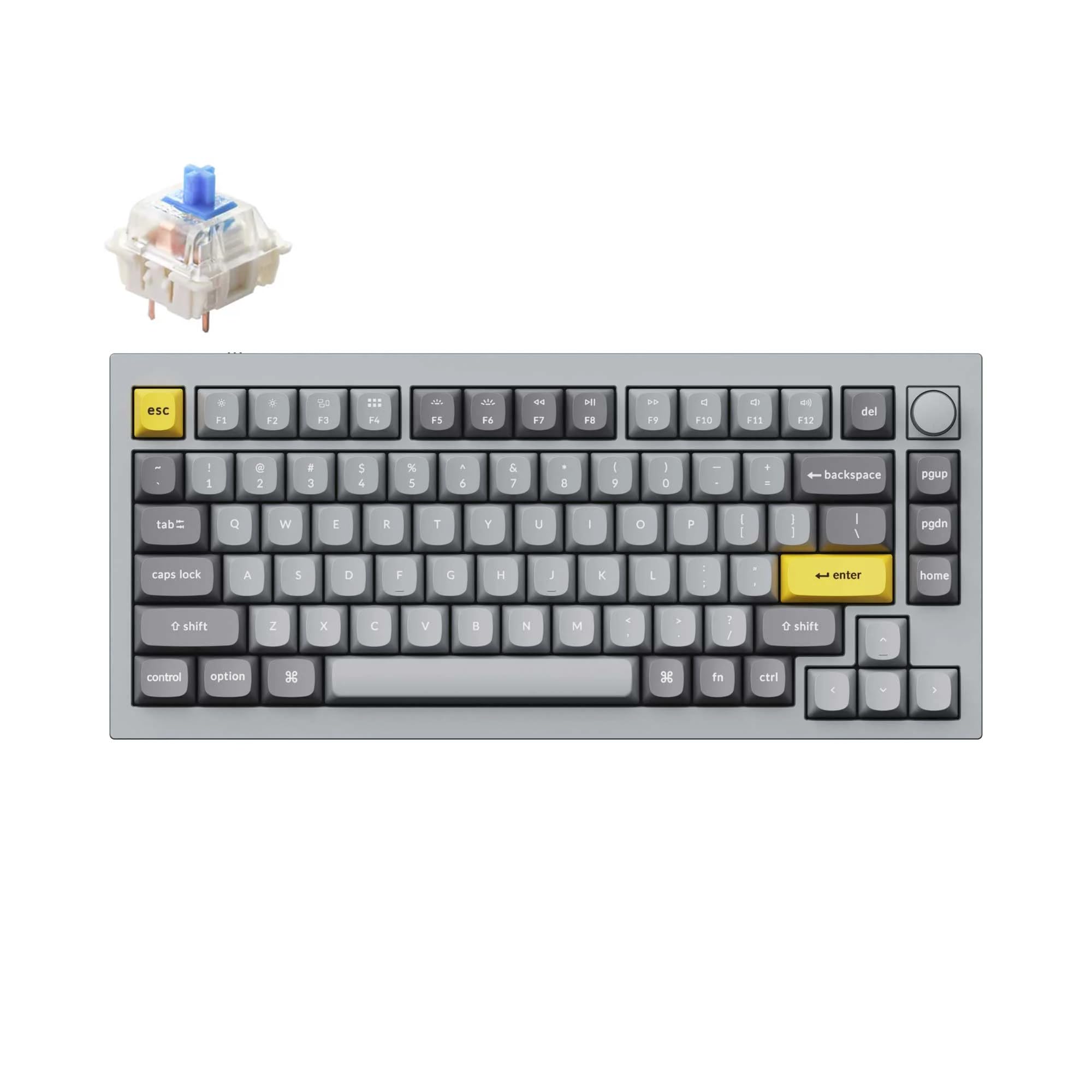 کیبورد مکانیکی Keychron Q1 QMK Gateron Phantom با دیسک جوش، RGB، سوئیچ آبی و سرریز اختیاری
