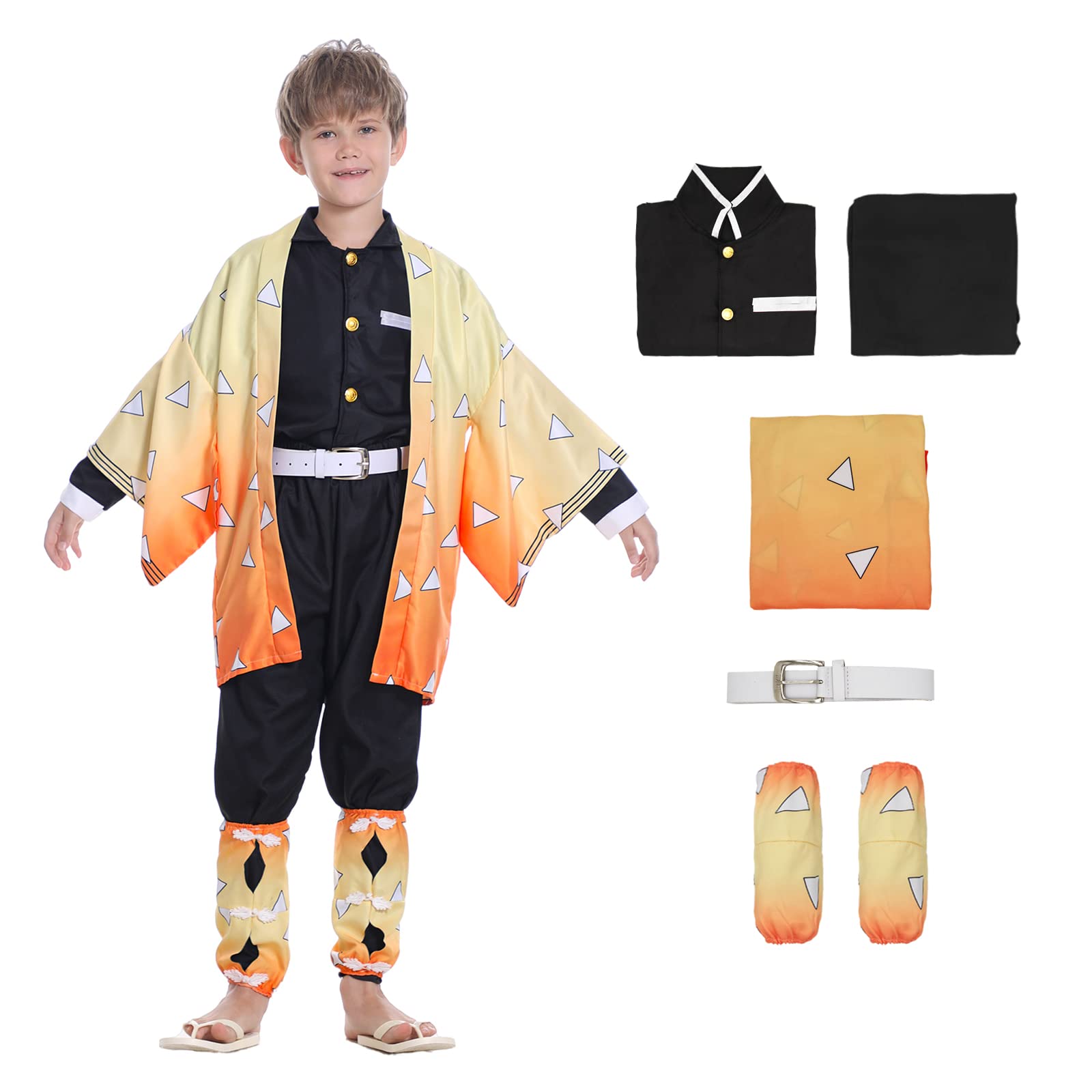 SAMDIGO Agatsuma Zenitsu لباس Cosplay، انیمه Slayer Cosplay هالووین کارناوال برای کودکان و بزرگسالان