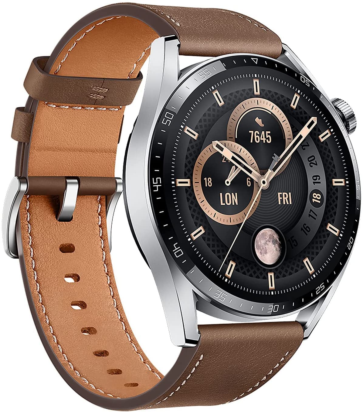 ساعت هوشمند Huawei Watch GT 3 46 میلی‌متری، با عمر باتری بادوام، نظارت بر سطح اکسیژن خون طولانی‌مدت در طول روز، تماس بلوتوث، رنگ قهوه‌ای جوپیتر کژوال 46 میلی‌متری برند جوپیتر قهوه‌ای