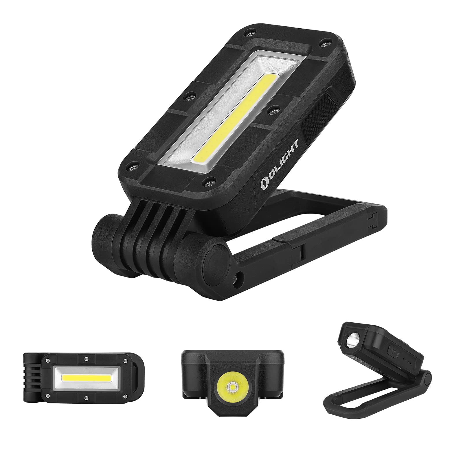لامپ کاری قابل شارژ OLIGHT Swivel با ۴۰۰ لومن، با پایه مغناطیسی و آویز قابل چرخش ۱۸۰ درجه و ۵ حالت نوری برای تعمیرات خودرو، کمپینگ، نورپردازی محل کار و استفاده اضطراری (مشکی)