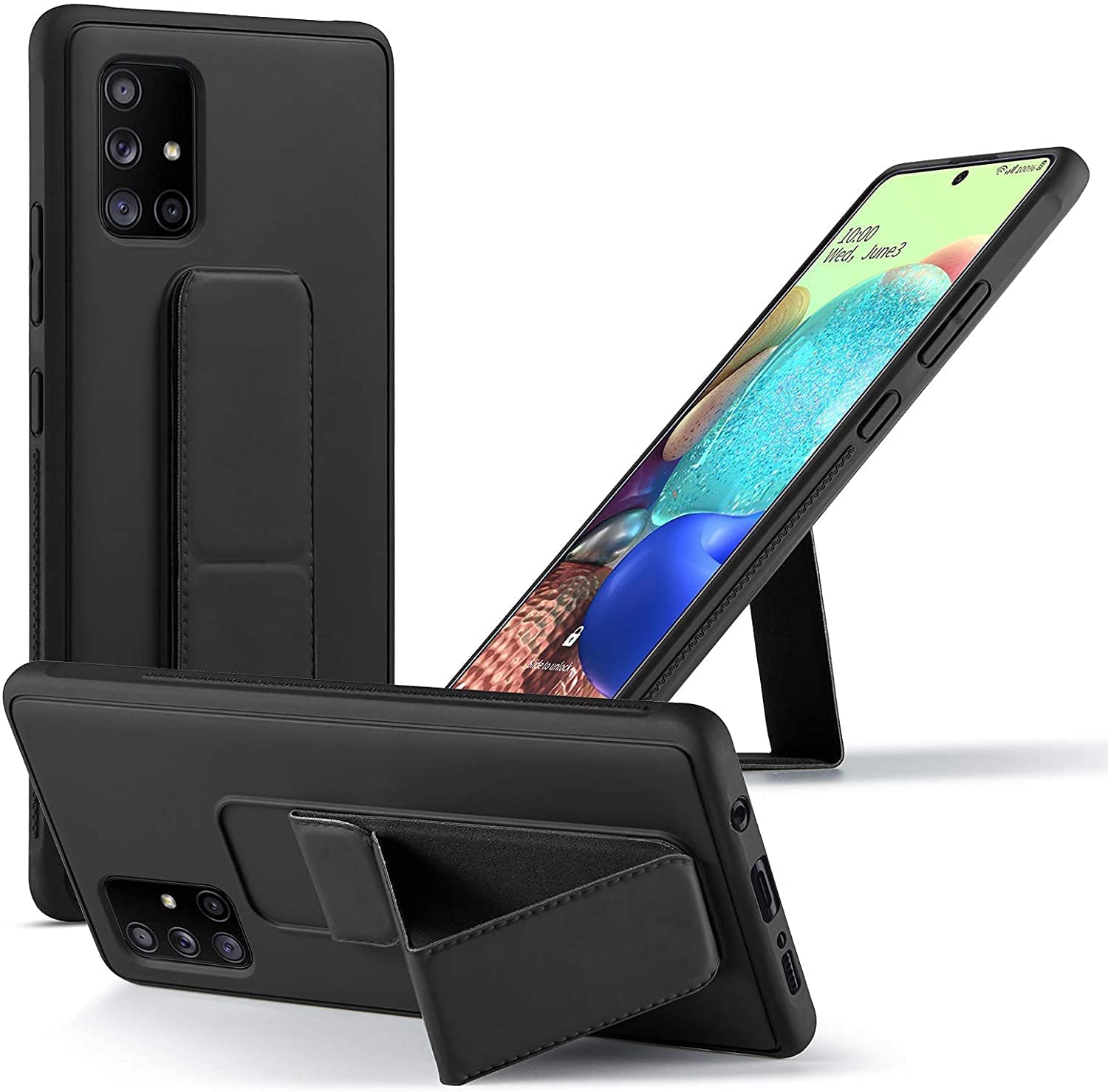 Zege برای Samsung A71 4G با استند و نگهدارنده مغناطیسی ، چرم نرم با دست بند عمودی و افقی و چند استند ، نگهدارنده خودرو کیک استند کیک استند ، محافظ شستشو انگشت (برای 5G نیست) (جت سیاه) Samsung Galaxy A71 4G مشکی