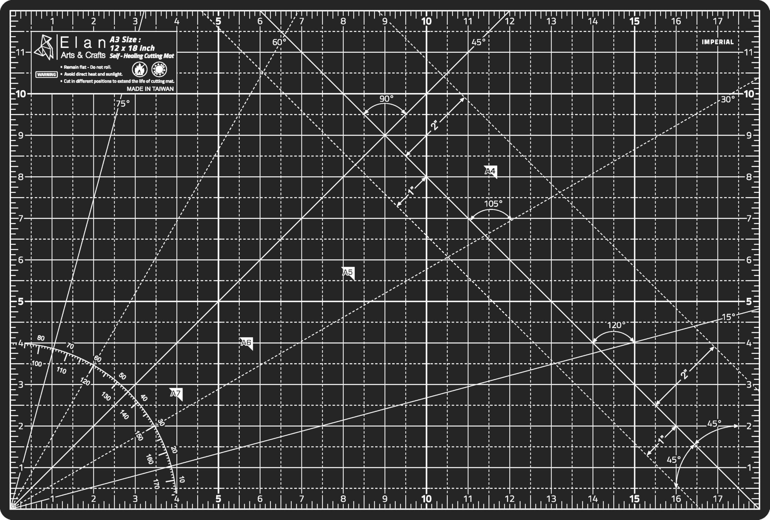 الن A3 سیاه و خاکستری متداول ورقه برش خودتراز 18x12 اینچ، متداول 5 لایه برش برای پارچه، دوخت و مدل‌سازی 44.5L × 30.5W سانتی‌متر پلی وینیل کلرید (پی‌وی‌سی)