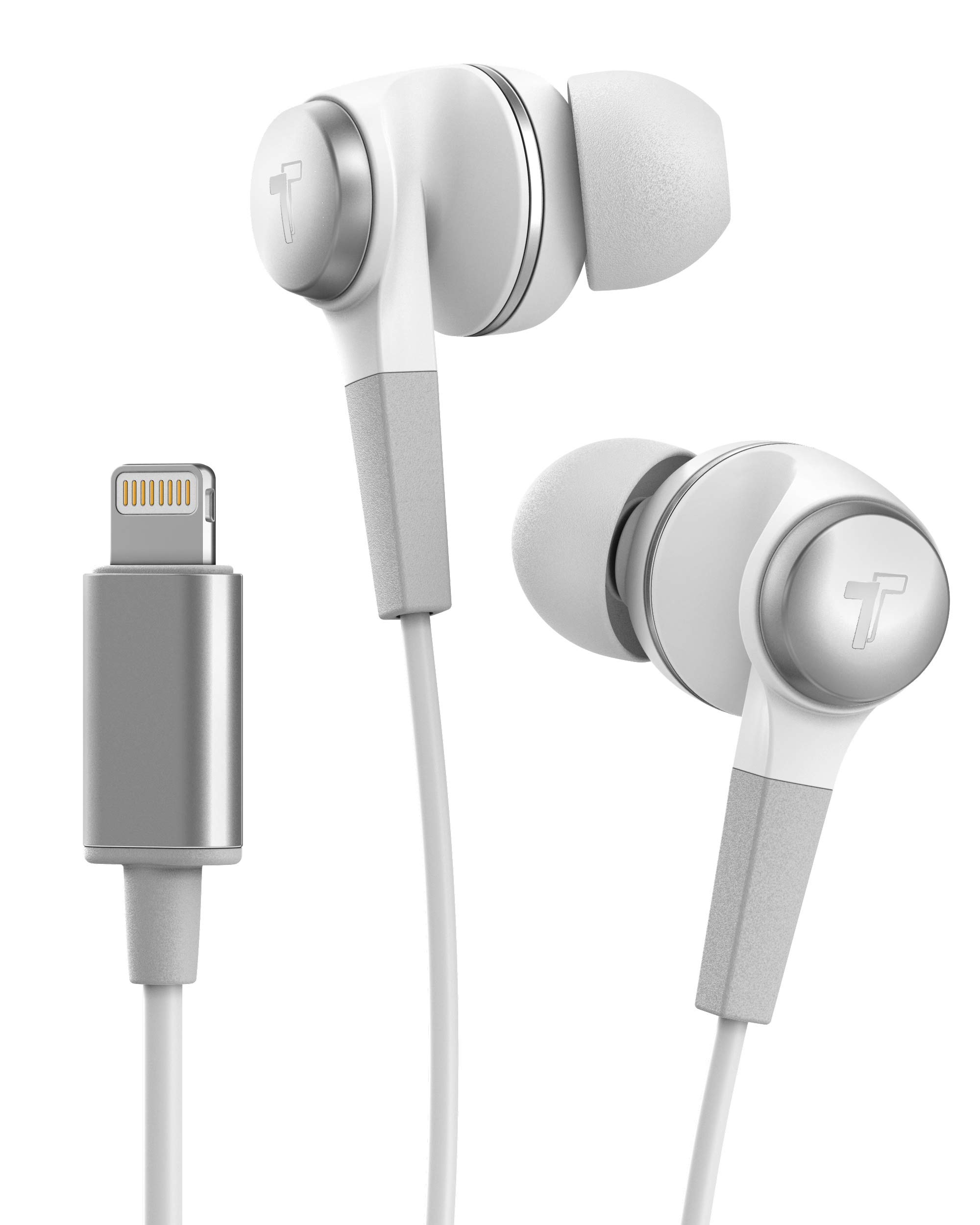 هدفون های اثر انگشت iPhone (Apple MFi Certified) V120 با کابل ارتباطی اینترنتی In Ear (مقاوم در برابر عرق / آب) با میکروفون / دکمه کنترل میزان صدا برای iPhone 12/13 / Pro / Pro Max - سفید