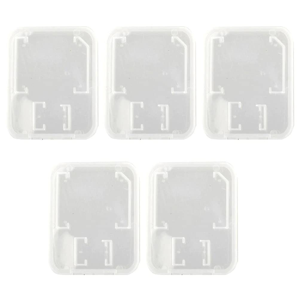 5 عدد جعبه نگهدارنده کارت حافظه های استاندارد SD، SDHC، Micro SD و TF شفاف 2 در 1 پلاستیکی (بسته 5 عددی، شفاف)، تمام شده