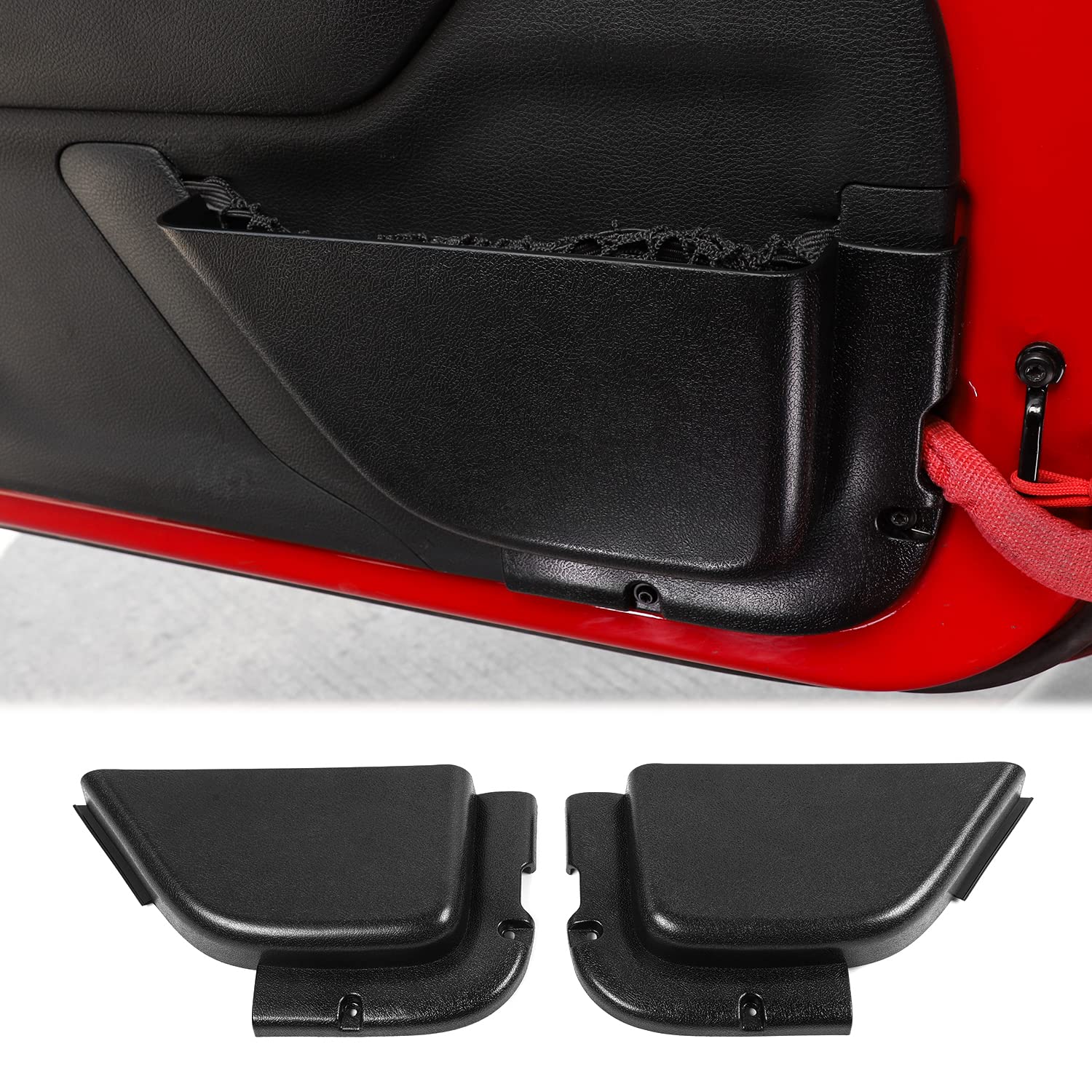 جیب جلویی Hoolcar Storage Pockets، سبد سازمان‌دهنده واردات در درب، جایگزین جیب شبکه‌ای برای جیپ Wrangler JK JKU 2011-2018، لوازم جانبی افزایش فضای داخلی، مشکی، 2 عدد