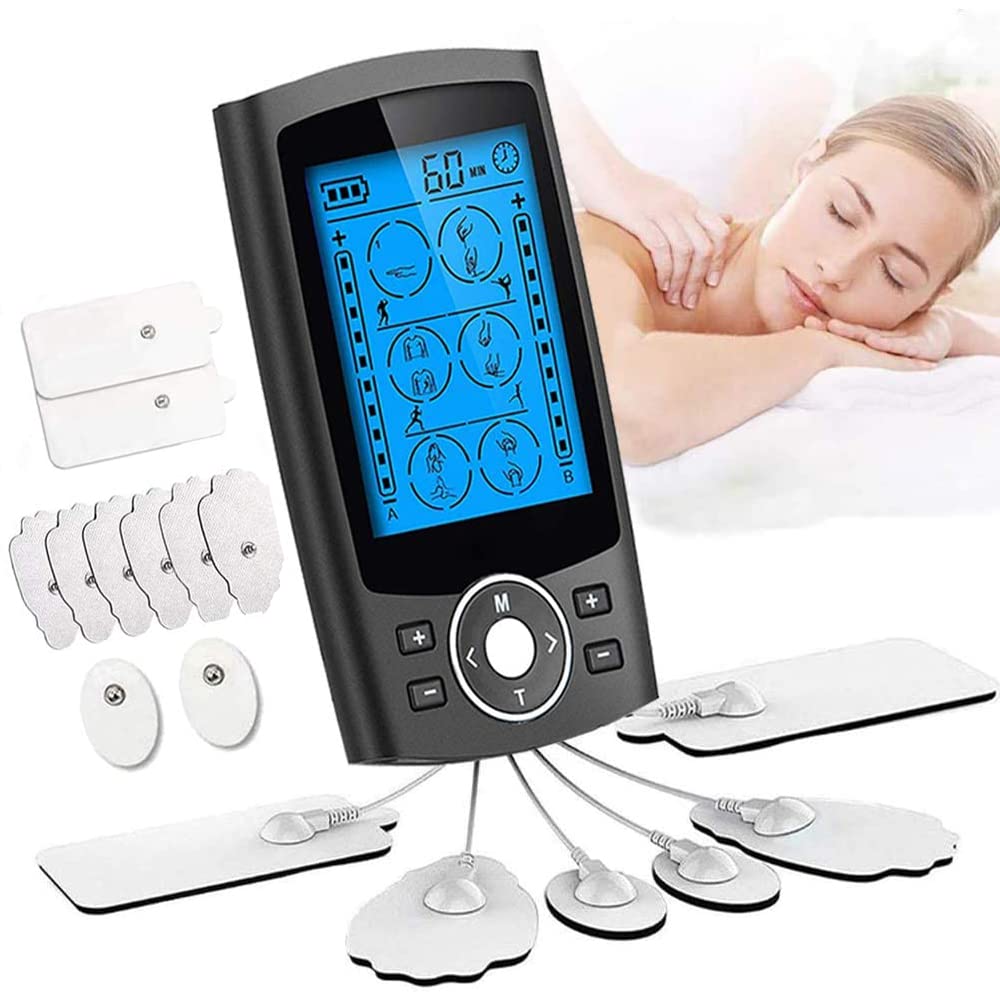 واحد TENS EMS دو کاناله Beauenty با 16 حالت, ابزار فیزیوتراپی قابل شارژ کوچک برای درمان درد, درمان درد شانه عمیق, ماساژر پالس الکترونیکی ماساژر عضلات سیاه-24