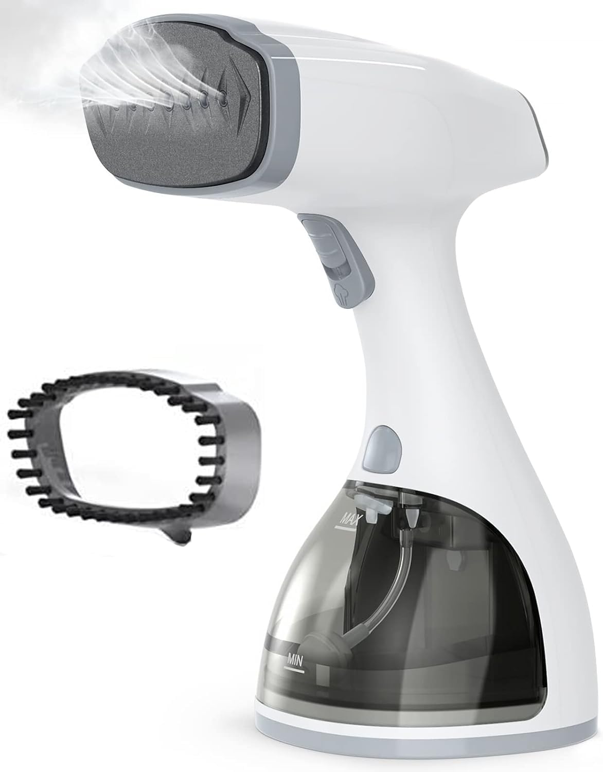 Homuserr Clothes Steamer, 1500W ژول پارچه با صفحه نمایش ال سی دی، 2 تنظیم بخار، اتو بخاری لباس دستی عمودی و افقی، 20 ثانیه سریع گرم شدن، مخزن آب بزرگ قابل جدا شدن 300 میلی لیتر رنگ سفید