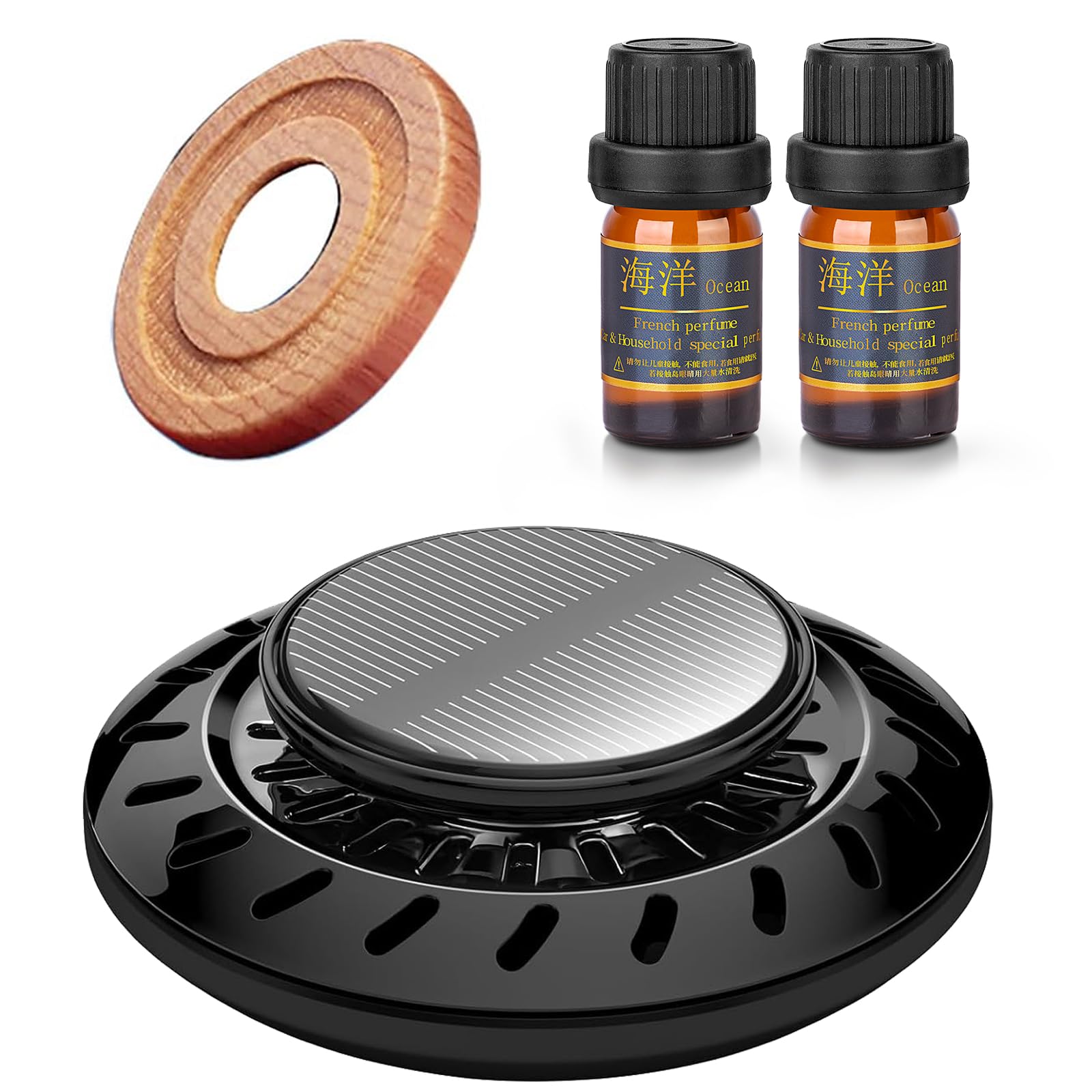 بوی‌زن خودروی کواک، معطر خورشیدی چرخشی اسانس‌های رایحه‌ای اسانسیل اویل دیفیوزر تزئول داخلی خودروی تزئول تزئولی (سیاه)