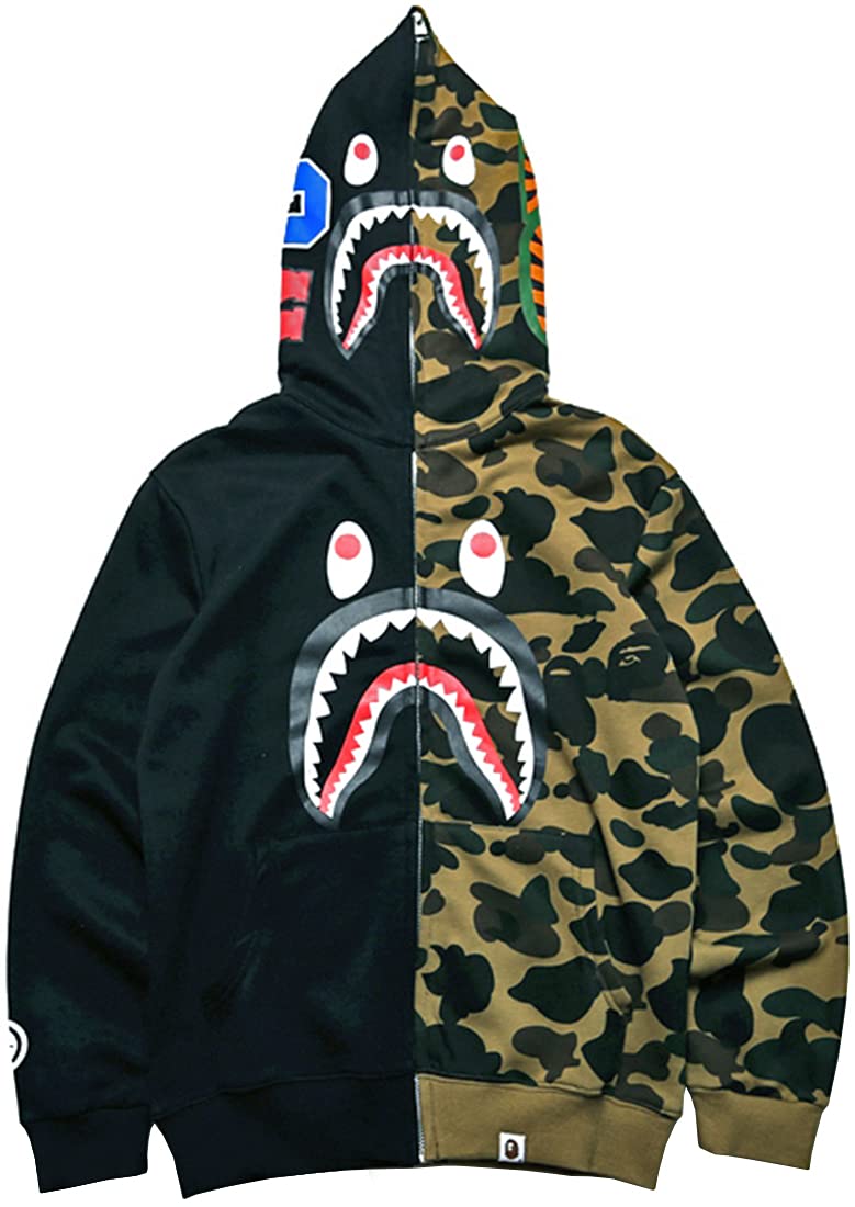 پلیور فوتبالی WINKEEY پسرانه با کلاه کله‌پیشه، زیپ کامل، سرمه ای و سبز، سایز بزرگ (XL)