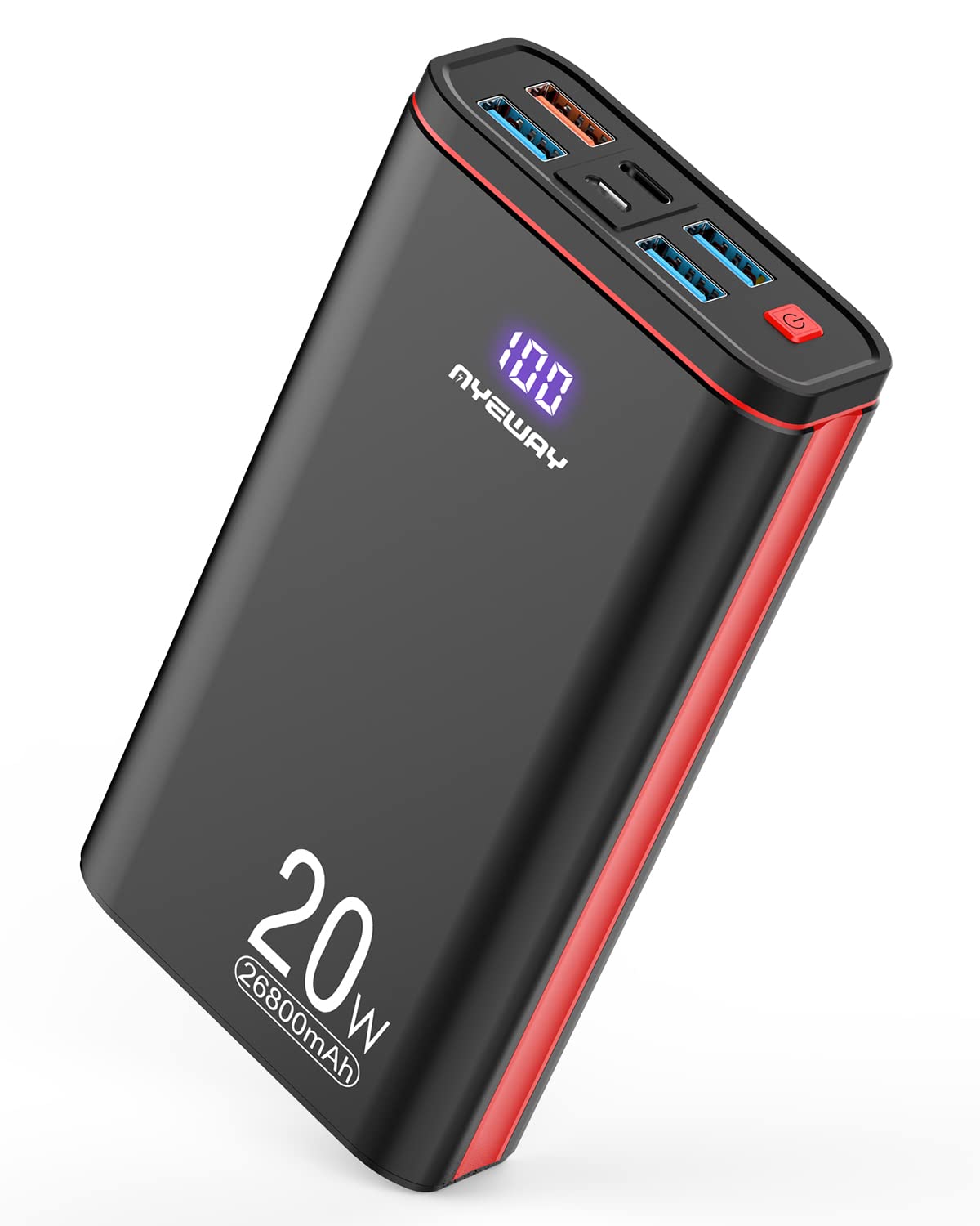 آیوی باتری پک شارژر همراه USB C شارژ سریع 20 وات 26800 میلی‌آمپر ساعت پاوربانک با 5 درگاه خروجی، شارژر باتری خارجی موبایل برای آیفون 13،14،15، مک بوک، گلکسی سامسونگ، گیم‌پد‌ها، مسافرت، و غیره.