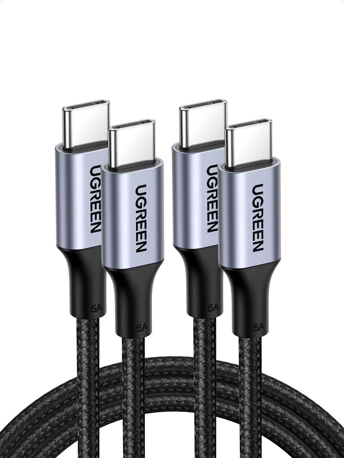 یوگرین کابل USB C 3M 2 بسته، بافته شده، تحویل توان 100W PD کابل شارژ سریع فوق العاده USB C به تایپ C برای آیفون 15/16 پرو مکس، آیپد مینی 7، مک بوک پرو، آیپد، سامسونگ S25Ultra/S24/23، هواوی P70