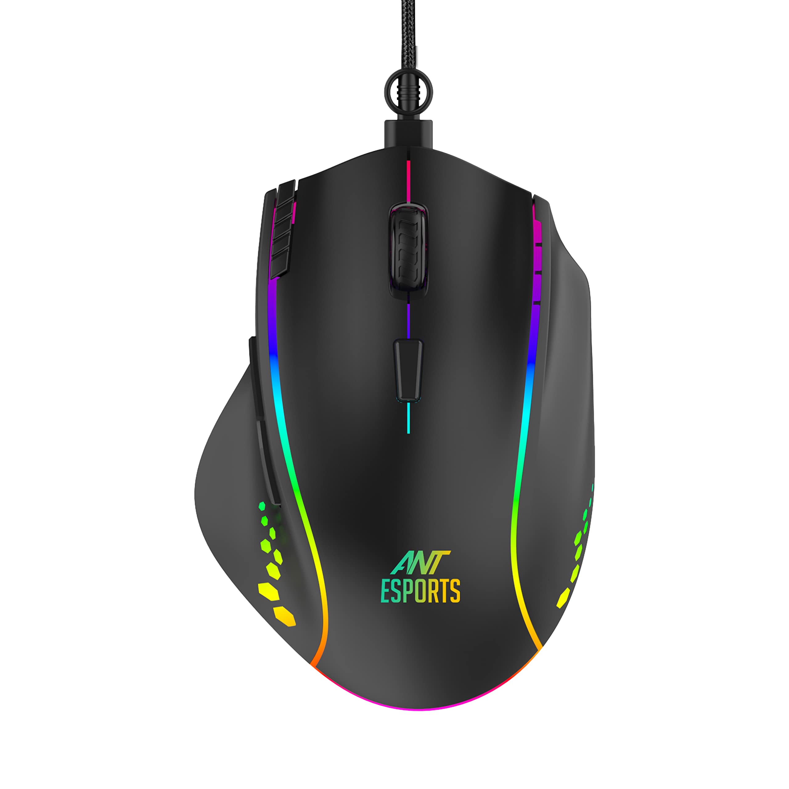 Ant Esports GM600 موس باسیم RGB با قابلیت برنامه‌ریزی برای بازی | حسگر نوری با دقت 7200 DPI | سوییچ موس HUANO | طراحی 7 دکمه‌ای با پشتیبانی از ماکرو