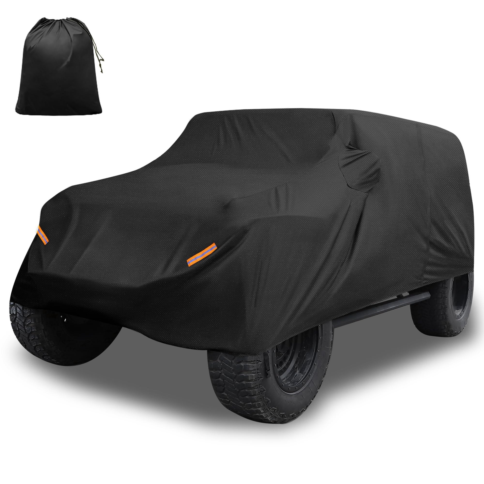 پوشش اتومبیل X AUTOHAUX برای جیپ ورنگلر JK JL YJ TJ 4 درب ۲۰۰۷-۲۰۲۳ محافظت در برابر آفتاب، باران، گرد و باد، برف با ضدآب بیرونی و دارای زیپ درب راننده رنگ مشکی