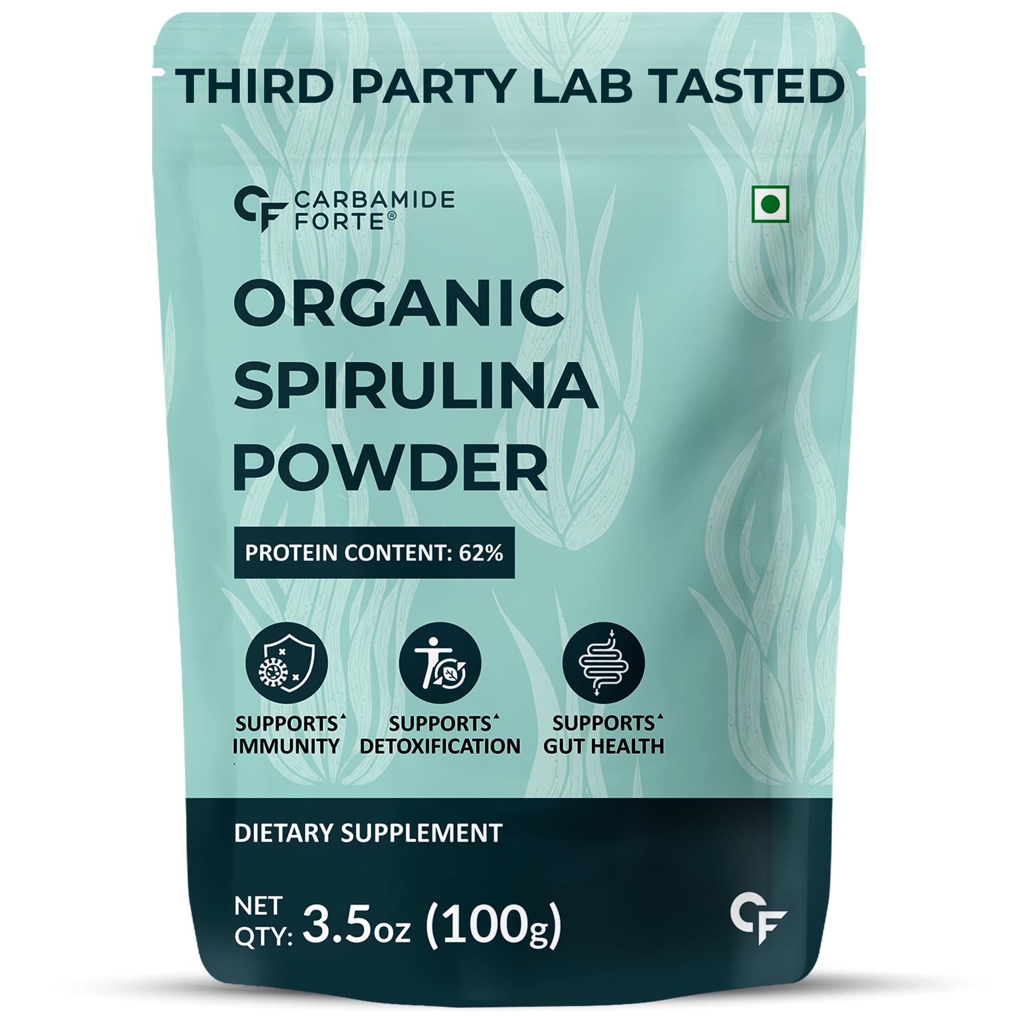 پودر گیاهی اسپیرولینا 100٪ ارگانیک Carbamide Forte برای مردان و زنان - در فرم ارگانیک خود برای ایمنی، انرژی، هضم و سلامت پوست | مکمل پروتئین گیاهی - پودر سبز 100g