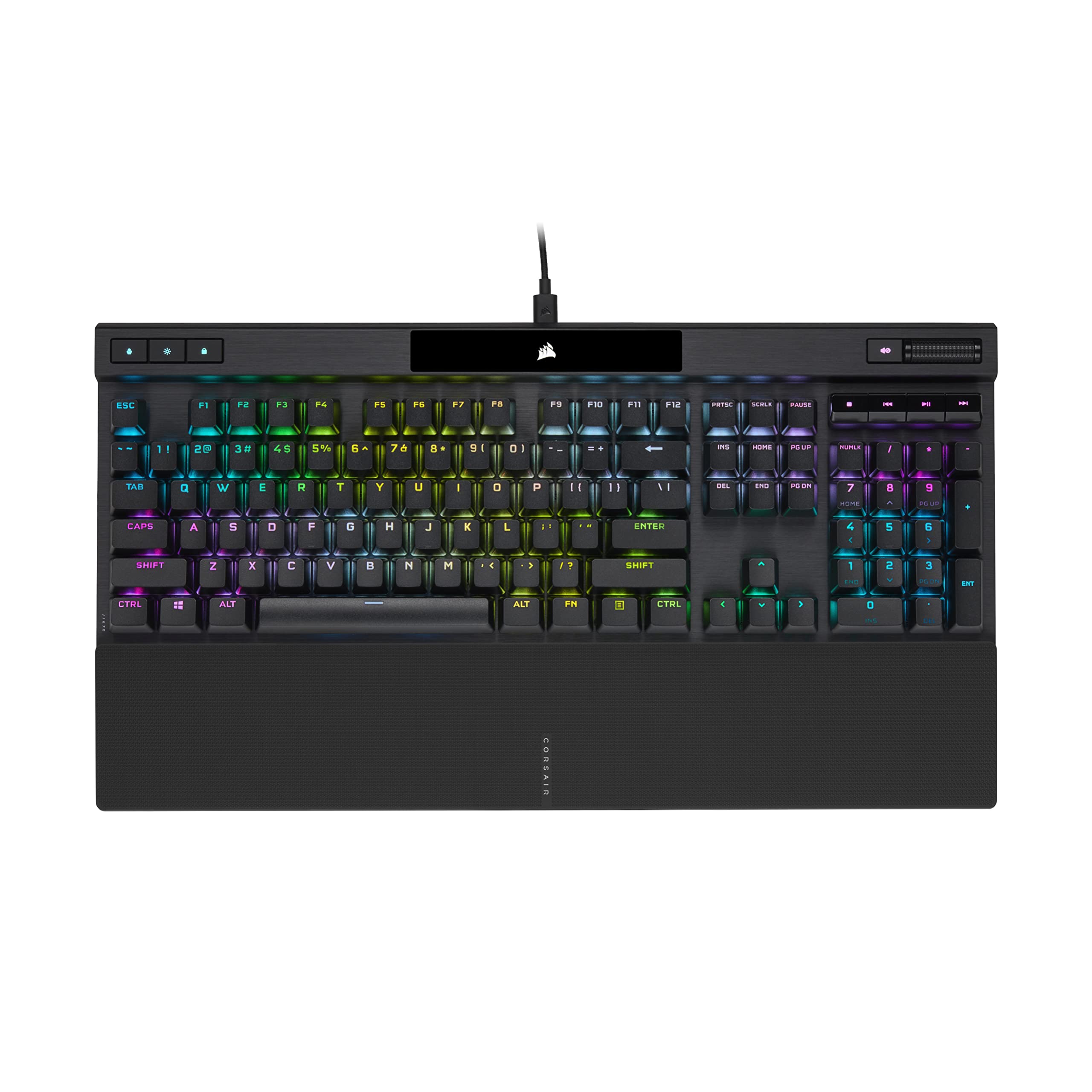صفحه کلید بازی مکانیکی Corsair K70 RGB PRO، LED RGB با نور پس زمینه، سوئیچ کلید Cherry MX قهوه‌ای، مشکی