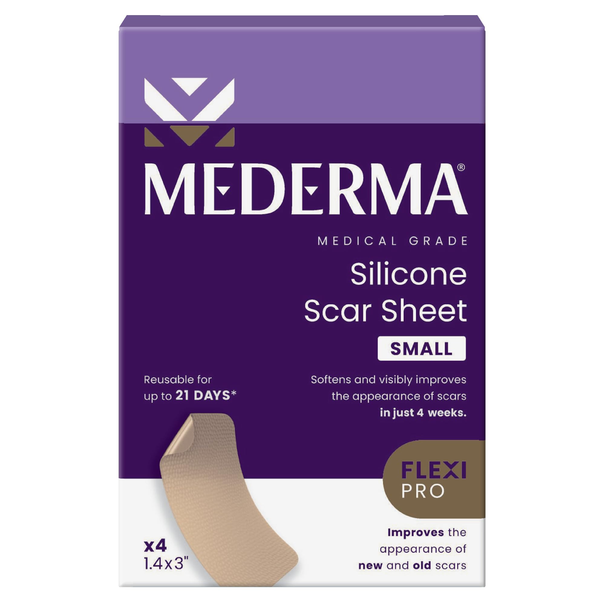 ورق‌های ندارنده جراحی Mederma ، رده پزشکی پوست و برش کوچک سوختگی با ابعاد 1.4x3 اینچ (4 تایی) ، برای سنجاق‌های زخمی کوچک مصرف می‌شود