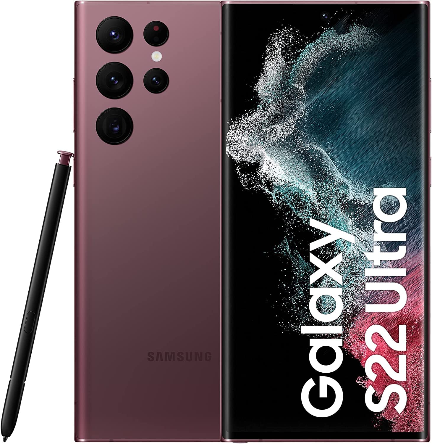 تلفن همراه Samsung Galaxy S22 Ultra 5G با ظرفیت 256GB، دو سیمکارته، اندروید ورژن بدون قید و شرط، رنگ بورگاندی - نسخه بین‌المللی 256GB S22 Ultra قرمز