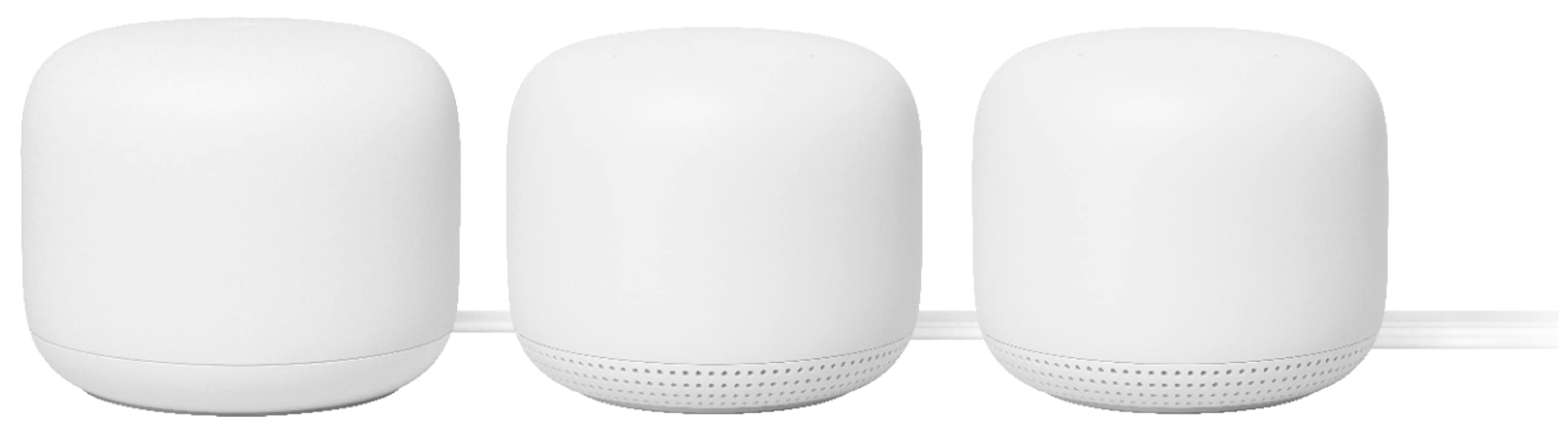 Google Nest WiFi - مسیریاب AC2200 (نسل دوم) و نقطه دسترسی افزودنی سیستم شبکه بی‌سیم Mesh (3 بسته، برفی) 3 بسته برفی