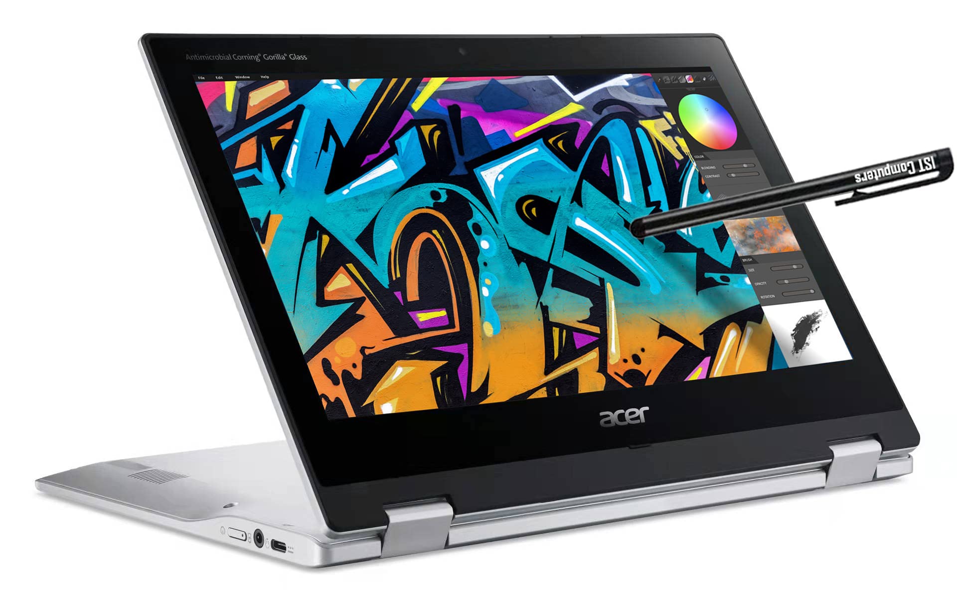 لپ تاپ 2 در 1 لمسی Acer Spin 311-2H 11.6 اینچ Chromebook (Intel 4-Core Celeron N4000، 64GB eMMC، 4GB RAM، Stylus، Webcam، IPS) Flip Convertible Home & Education، IST Computers Pen، Chrome OS