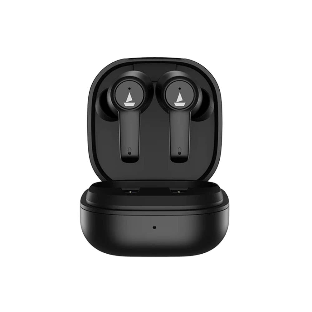 هدفون‌های بی‌سیم boAt Airdopes 411ANC با لغو نویز فعال، تا ۱۷.۵ ساعت پخش و شارژ سریع (مدل Black Storm)