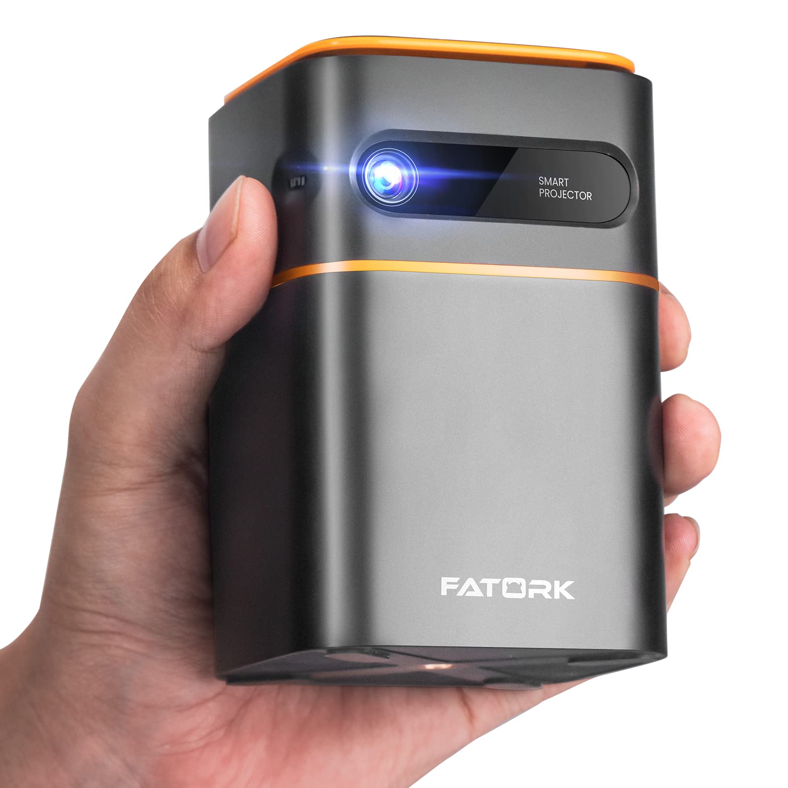 مینی پروژکتور FATORK، پروژکتور short throw با وای فای 5G و بلوتوث 6، پروژکتور قابل حمل HD 1080P DLP با باتری قابل شارژ، حافظه 1G، پشتیبانی از تلفن همراه و لپ تاپ، سازگار با iOS/Android/HDMI/USB نسخه Pro با WIFI و بلوتوث
