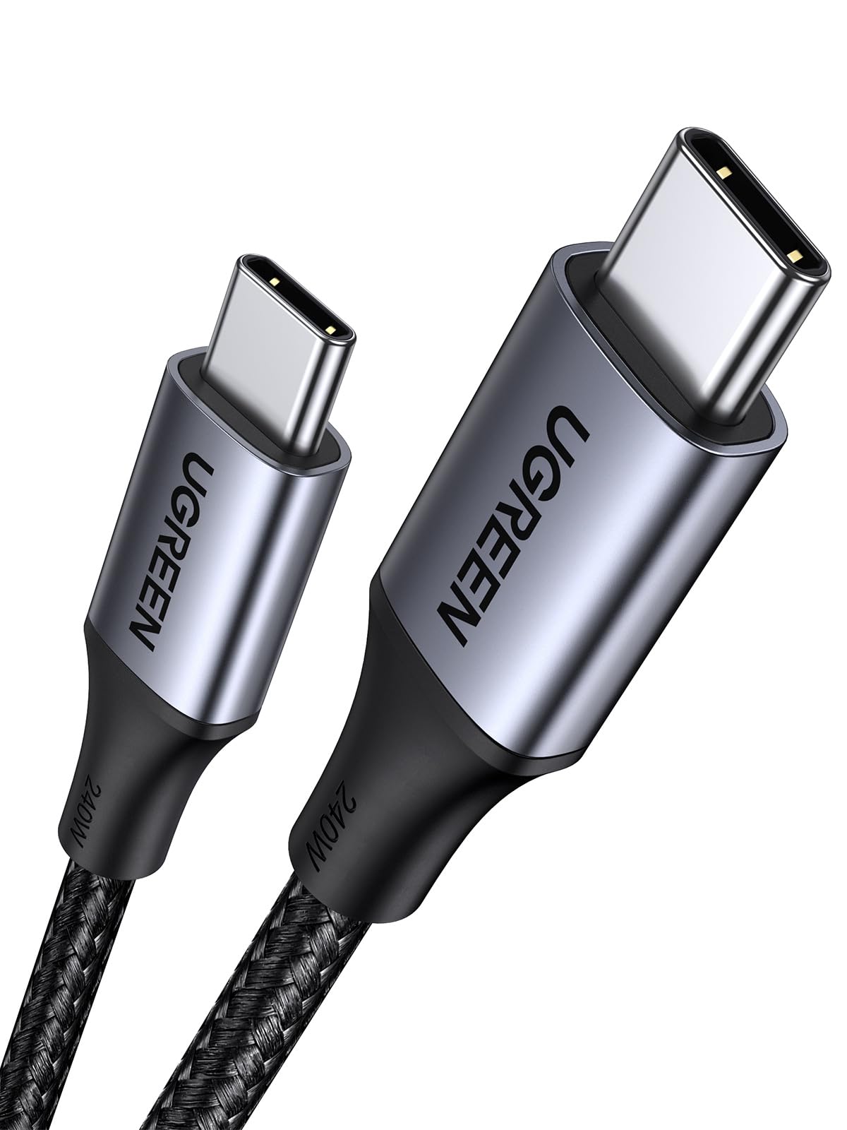 UGREEN کابل USB C 2 متری بافته شده 240 وات (48 ولت 5 آمپر) تحویل توان PD 3.1، شارژ سریع USB C به کابل Type C برای MacBook Pro/Air، iPad Pro/Air 4، گلکسی S25/24/23 Ultra، آیفون 15/16/17 pro max، هواوی P70 مدل پایه 2 متری