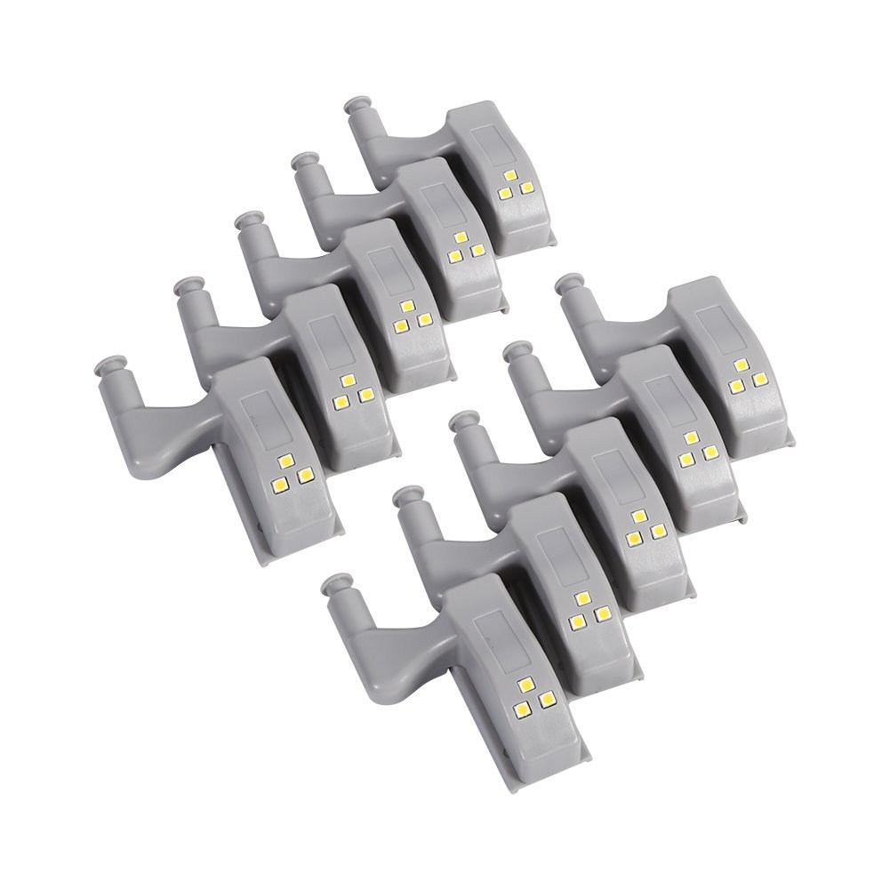 لامپ سنسور دار LED Saska Hinge برای کمد آشپزخانه، کمد، چراغ شب، نور پذیرایی/اتاق خواب/کمد (10 عدد) (نور گرم)