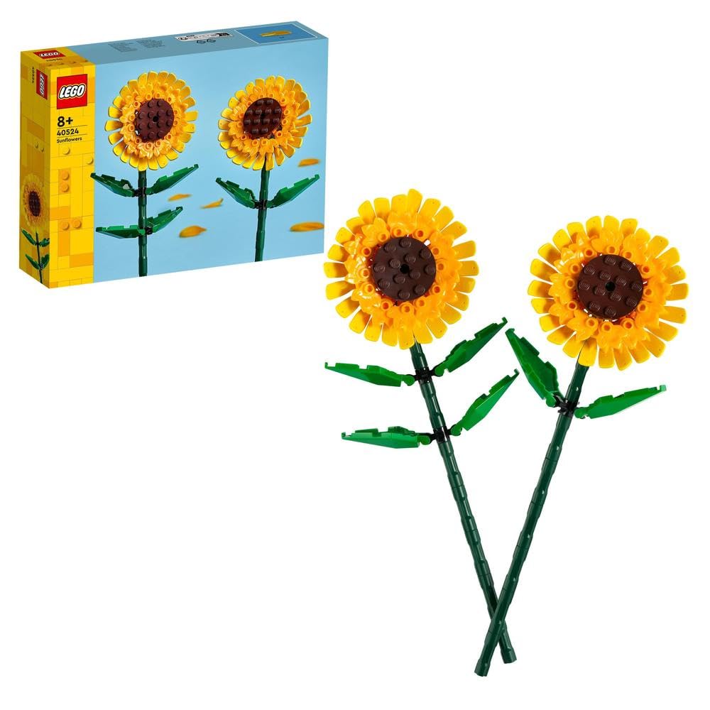ماژول خورشید LEGO، گل‌های مصنوعی زرد مجموعه ساخت و ساز، نمایش به عنوان یک لوازم خواب یا تزئین خانه بوکه گل‌ها، هدیه برای دختران 8 سال به بالا، پسران و نوجوانان 40524 اسباب‌بازی