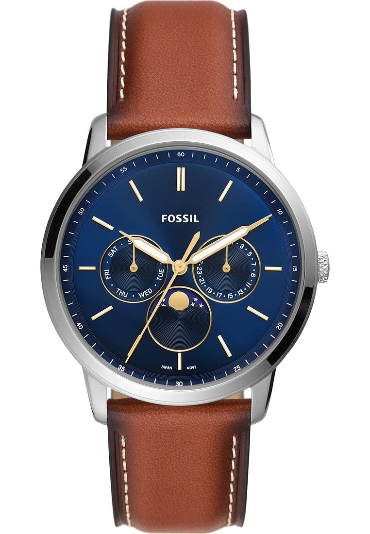 مردانه Fossil ساعت چند منظوره کوارتز با بند چرمی مدل FS5903 رنگ قهوه ای