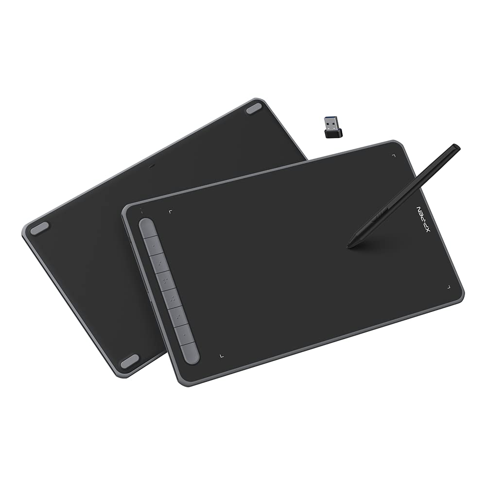 تبلت گرافیکی XP-PEN Deco LW با نواحی کاری 10x6 اینچ ، قلم دیجیتال بلوتوث بی‌سیم با تراشه هوشمند X3، قابلیت شیب دار قلم و 8 کلید میانبر (مشکی)