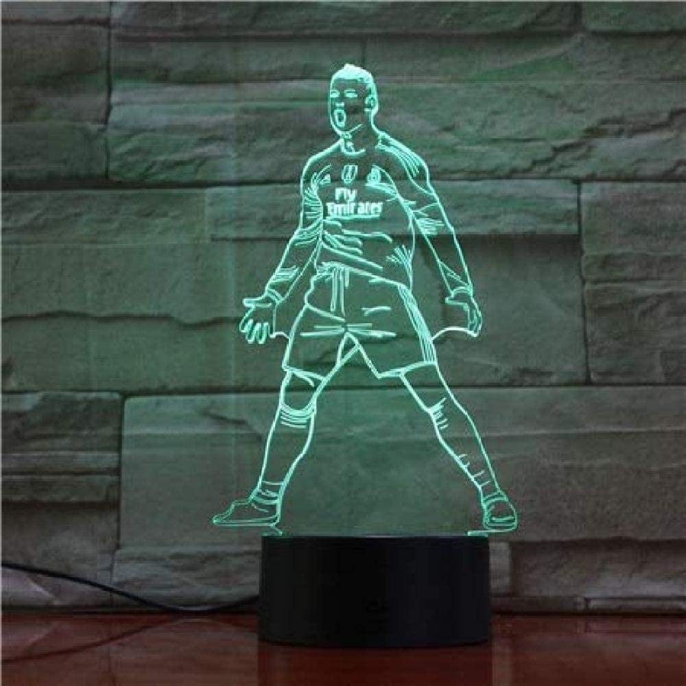 لامپ شب USB 3D Led با 7 رنگ قابل تنظیم و لامپ کنار تخت فوتبال، لامپ فوتبال نور پرسپولیس کریستیانو رونالد CR.FLYEMI