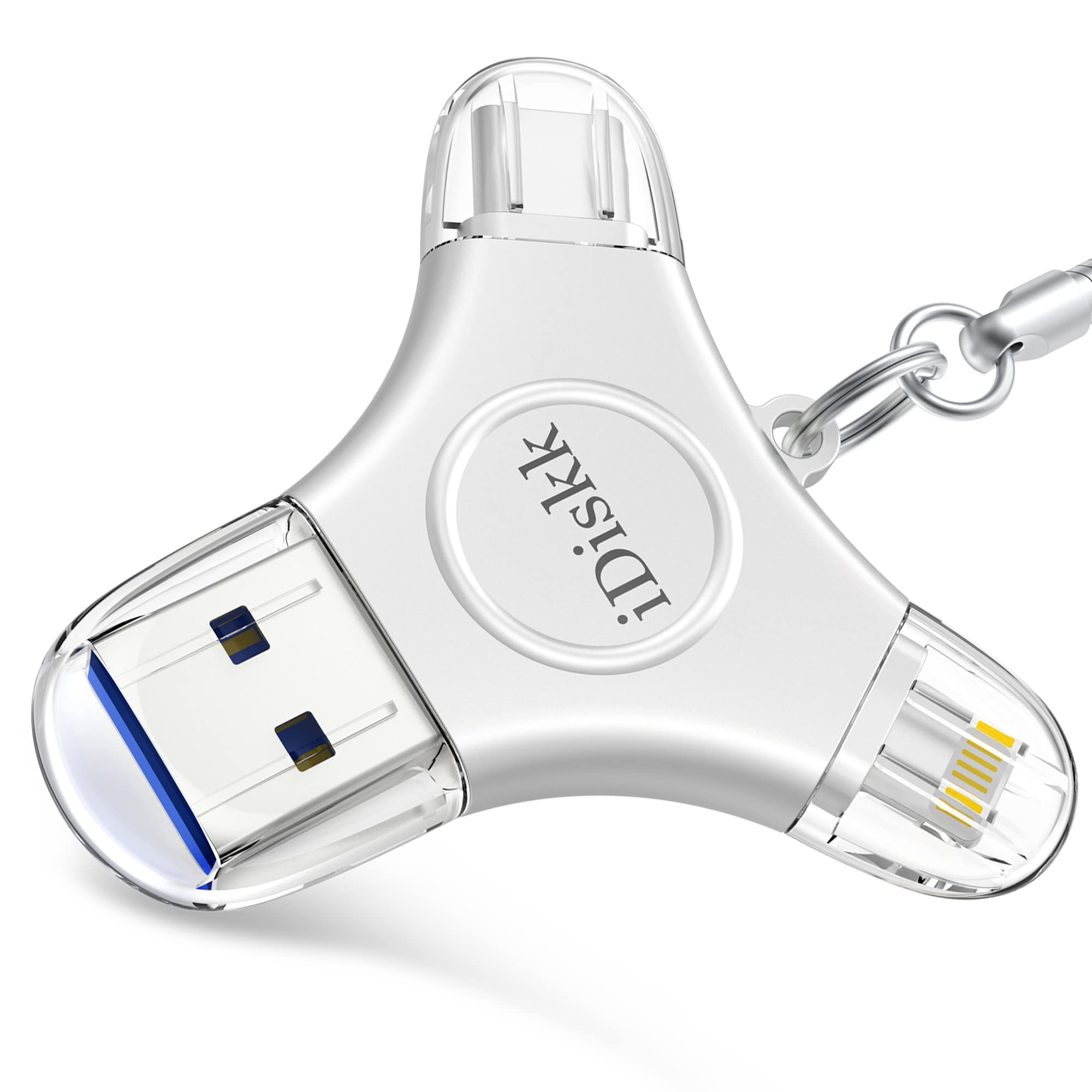iDiskk Mfi Certified 128GB آیفون ۱۵ چوب ذخیره سازی عکس آیفون USB C آیپد پرو اندروید سامسونگ برای iPhone ۱۵/۱۴/۱۴ PRO/۱۳/۱۳ PRO/۱۲ پرو/۱۲ مینی/XR/X، فلش درایو USB iPhone ذخیره سازی برای PC، MacBook