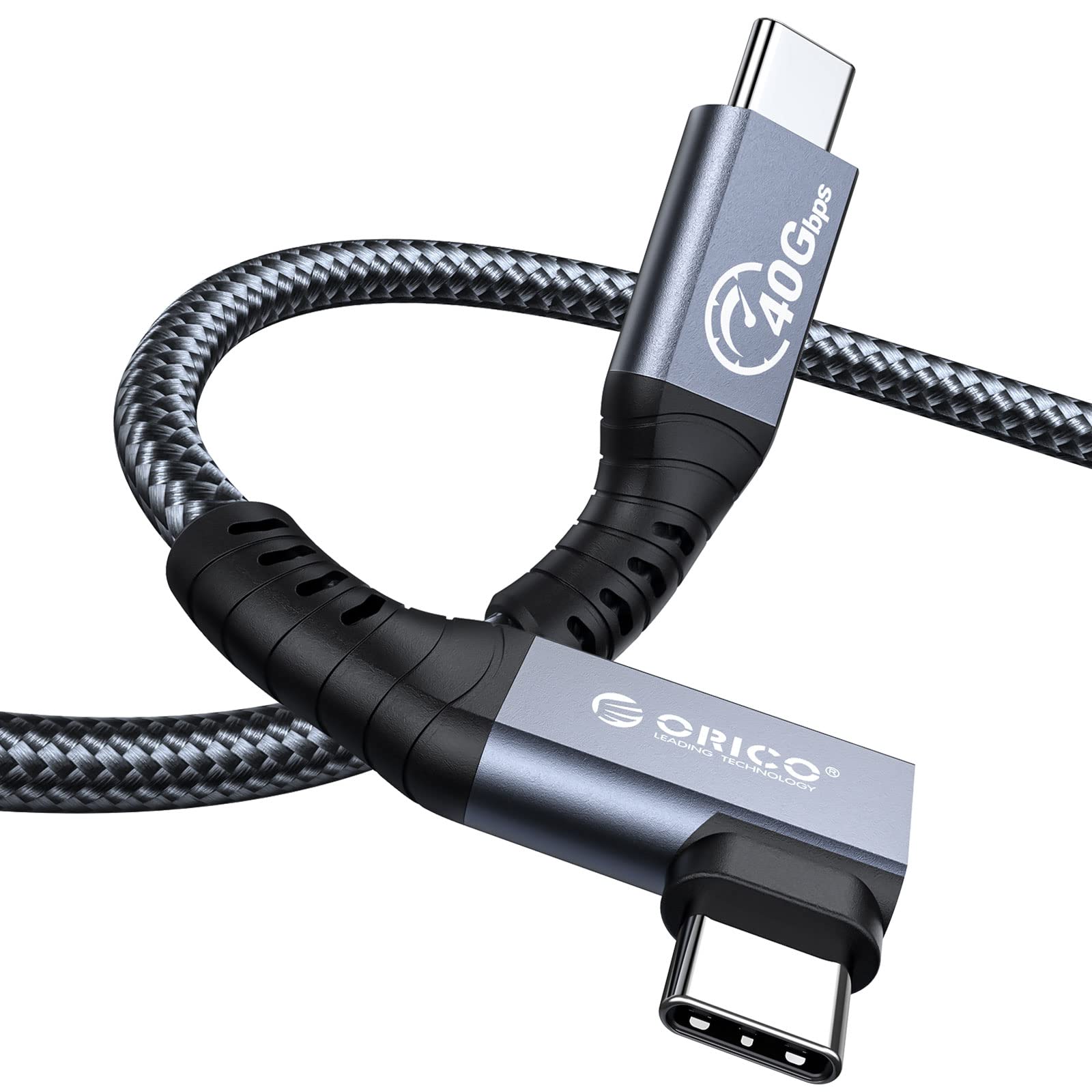 کابل Orico برای Thunderbolt 4 با زاویه دیدگاه راست، ۲.۶۲ فوت، کابل USB C به USB C با سرعت ۴۰Gbps و شارژ ۱۰۰ وات، با زاویه دیدگاه راست، ۰.۸ متر