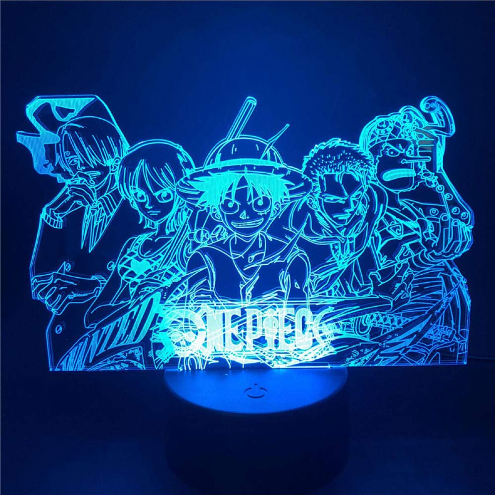 ال تيقه 3D نور شبیه سنگرفتا یک پارچه نور شب Luffy Sanji Zoro Nami 3D لامپ نور شب LED نور شب 3D فیگور عمل نور شب میز نور رومیزی لامپ - onepiece.گروه