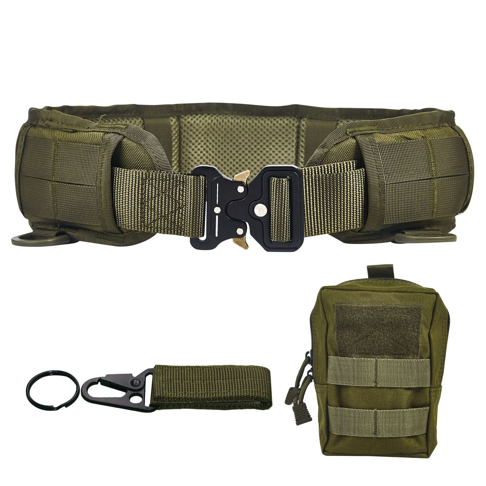 مجموعه کمربند تاکتیکی Ratulie Slim Airsoft Molle Belts جنگ بازی Belts و کیسه‌های شکاری و کمربند‌های دفاعی ایمن زندگی رنگ سبز ارتش