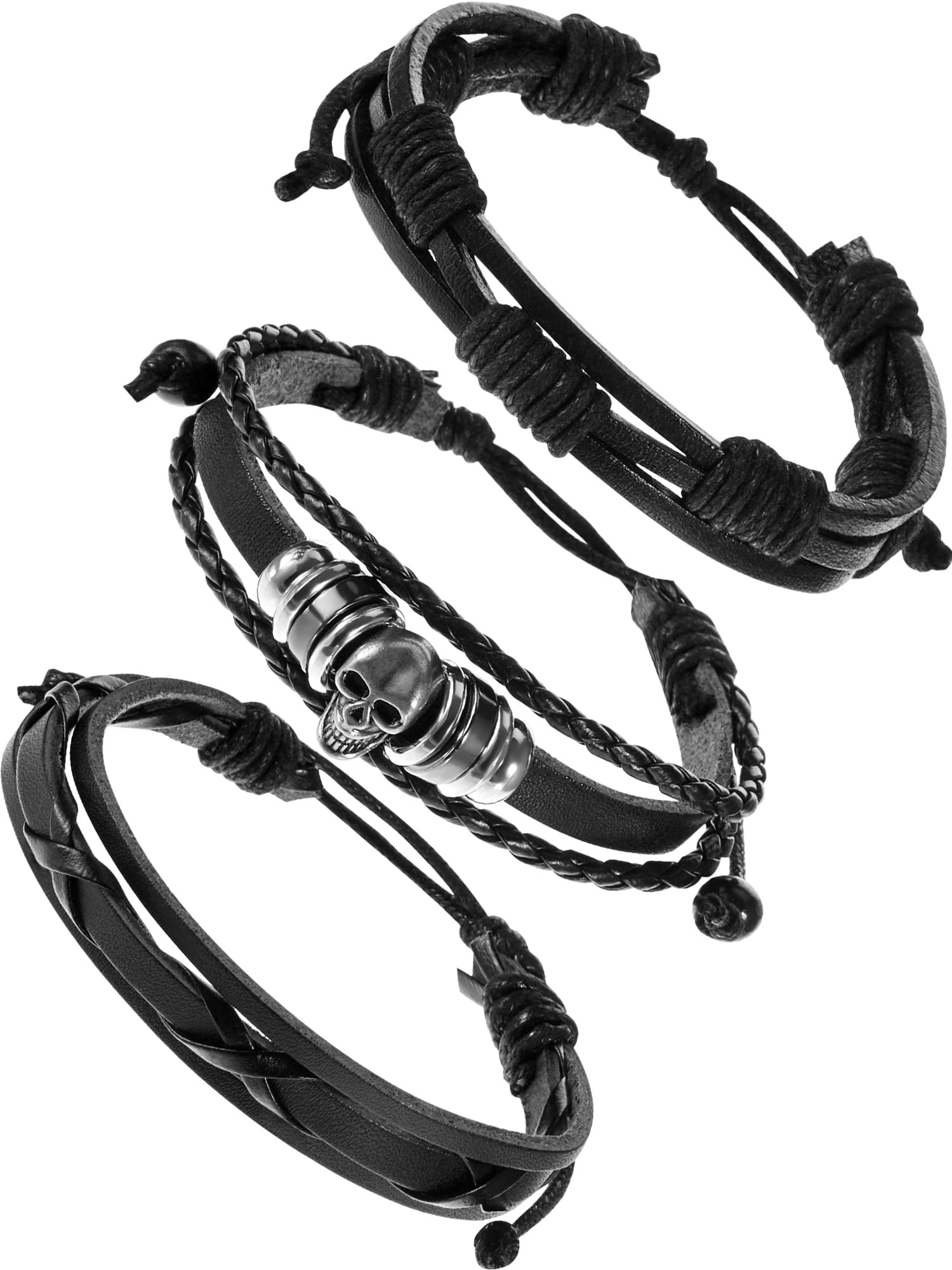 هیکار 3 تکه دستبند چرمی نگارگری شده برای مردان و زنان دهه 80 دستبند مرغکی گات پانک راک دستبند چوب تیغه و سنگچاله دستبند دستبند فلزی یکسان برای لوازم جشن هالووین
