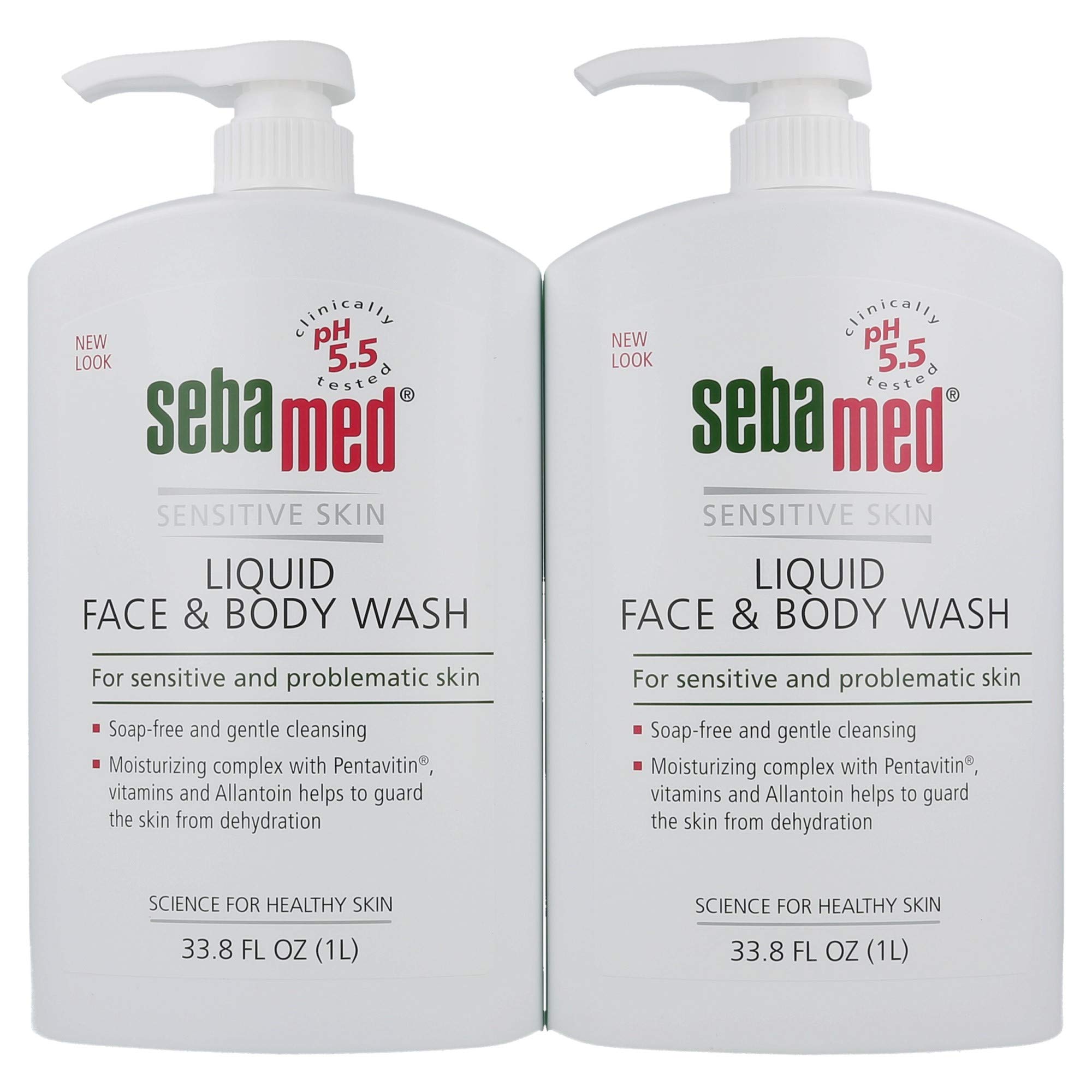 مایع صورت و بدن SEBAMED، برای پوست حساس، شیشه ۳۳.۸ اونس (بسته ۲ عددی) ۱ عدد (بسته ۲ عددی)