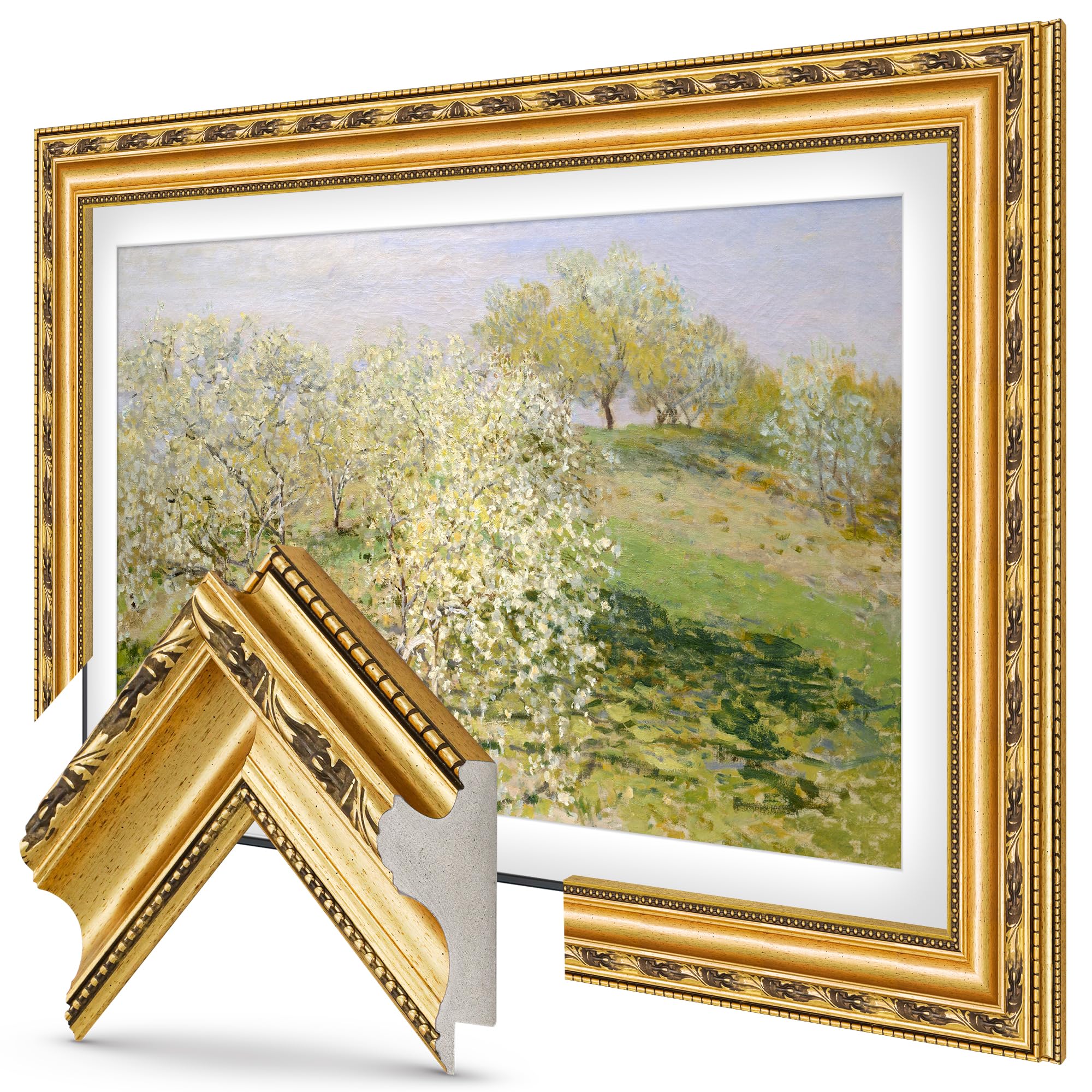 قاب تلویزیون Deco TV Frame My - قاب‌های زیبا طلا مزین تنها سازگار با تلویزیون The Frame سامسونگ و Pro (85 اینچ، مناسب برای سال‌های 2021-2025) 85 اینچ، مناسب برای سال‌های 2021-2025 تلویزیون Frame TV