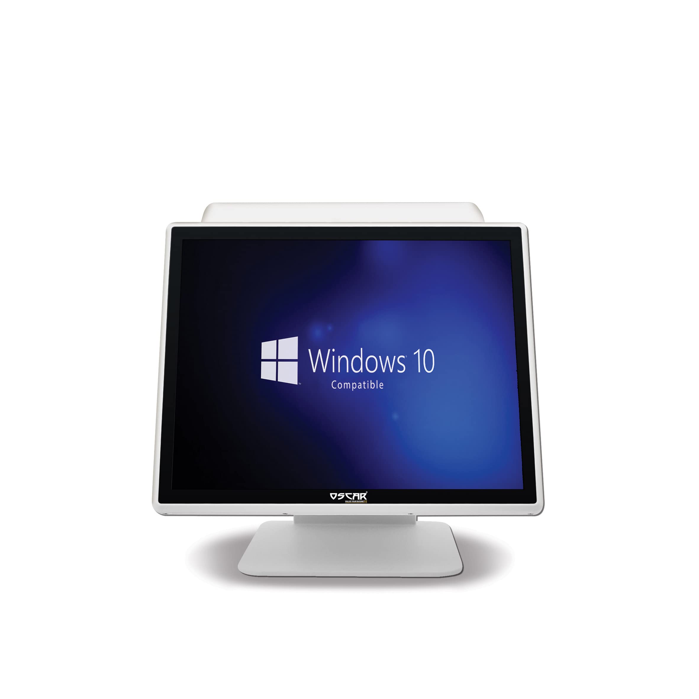OSCAR EMINENT 5 لمسی فروشگاهی POS ترمینال صندوق دارای سیستم پردازنده CPU Core i5 نسل 5 2.2 گیگاهرتز رم 4 گیگابایت، حافظه داخلی SSD 128 گیگابایت، صفحه نمایش 17 اینچ LED با وضوح 1280x1024 (همراه با صفحه LCD دوم 11.6 اینچ - سفید)