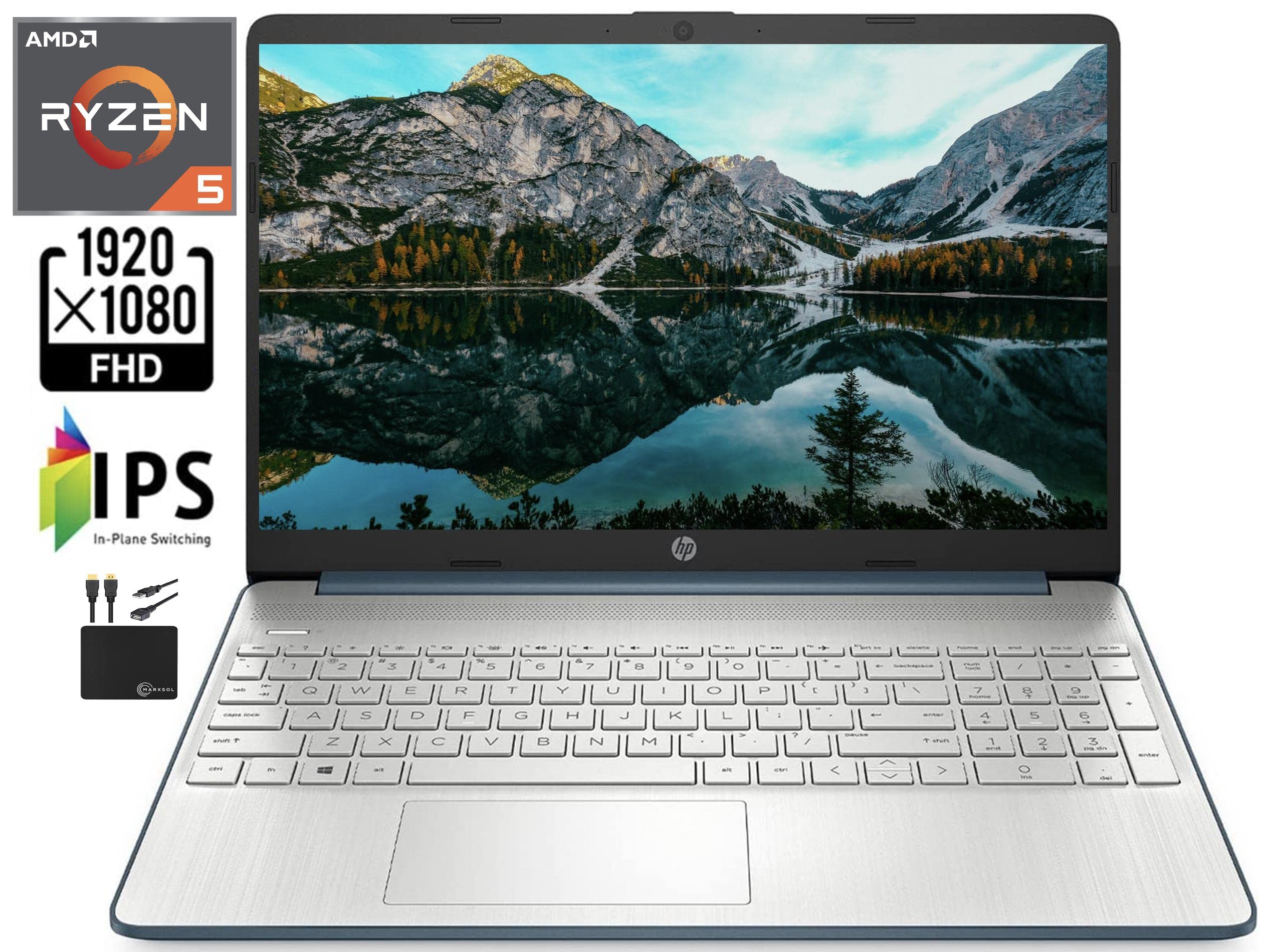 لپتاپ جدید HP 15.6 اینچ FHD IPS، AMD Hexa-Core Ryzen 5 5500U (تا 4.0 گیگاهرتز، با i7-10710U رقابت می‌کند)، 16 گیگابایت رم، 256 گیگابایت SSD PCIe، USB-C، HDMI، Wi-Fi، وب‌کم، تا 9.5 ساعت، ویندوز 11+ کابل‌های اضافی (ارتقا یافته)