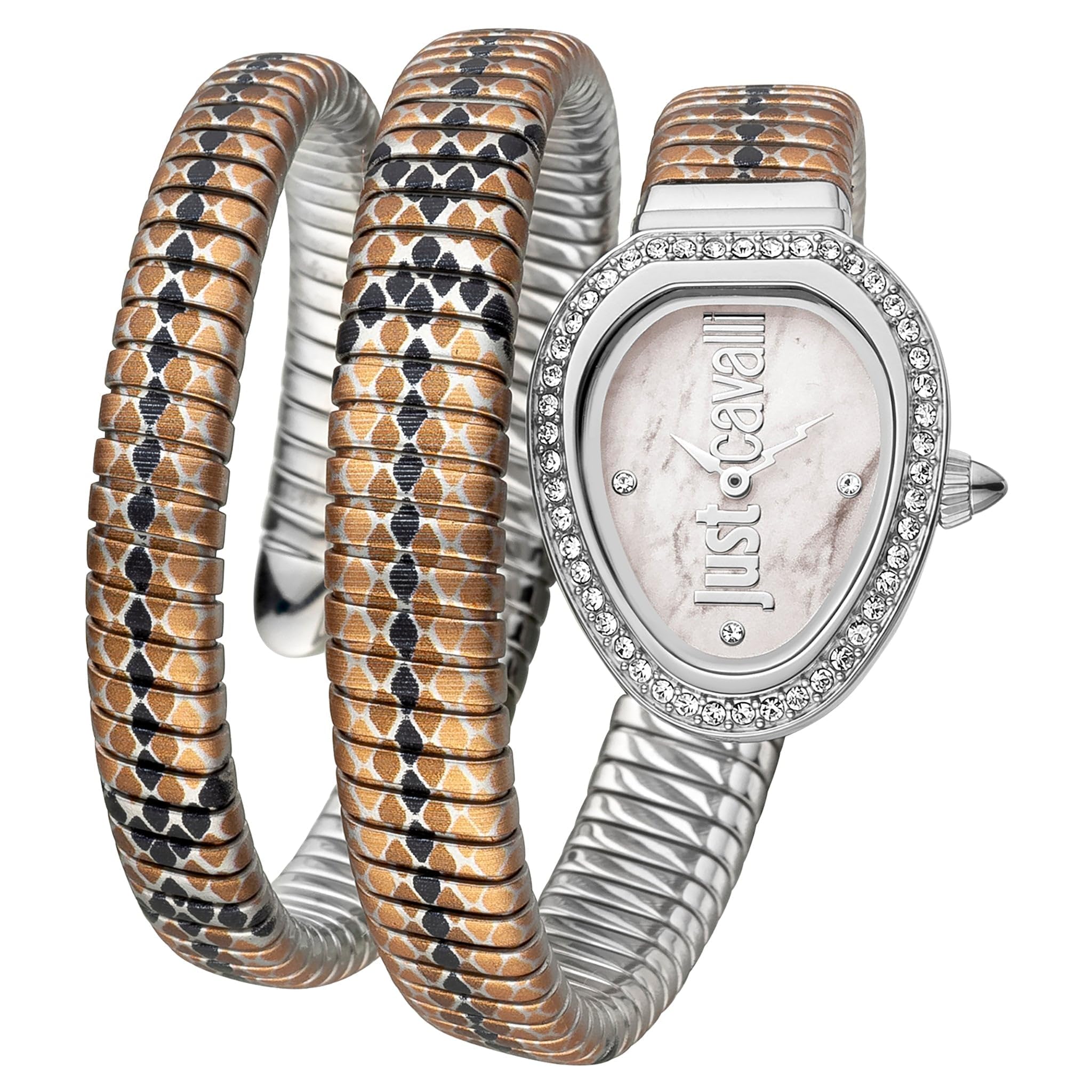 زنانه Just Cavalli ساعت کوارتز Serpente Reale با صفحه نمایش آنالوگ و برنج استیل دستبند JC1L163M0215