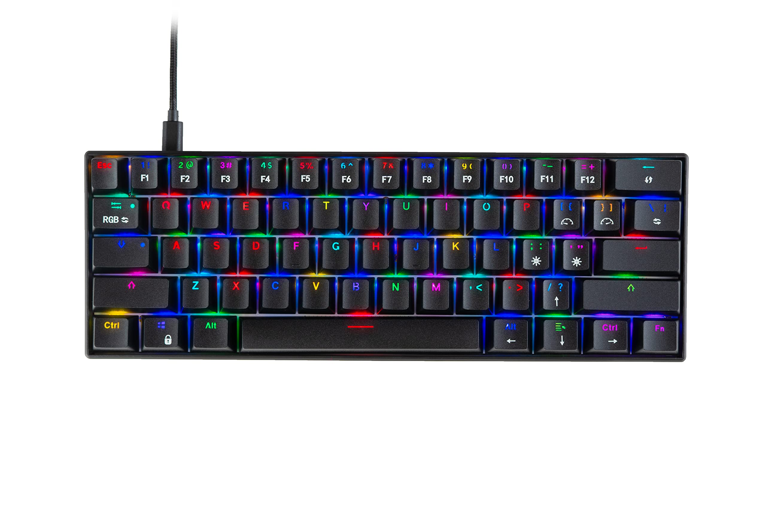 کیبورد بازی Cosmic Byte CB-GK-21 Themis با 61 کلید مکانیکی RGB و سوئیچ‌های Outemu Blue و نرم‌افزار (مشکی) کیبورد مدرن مشکی