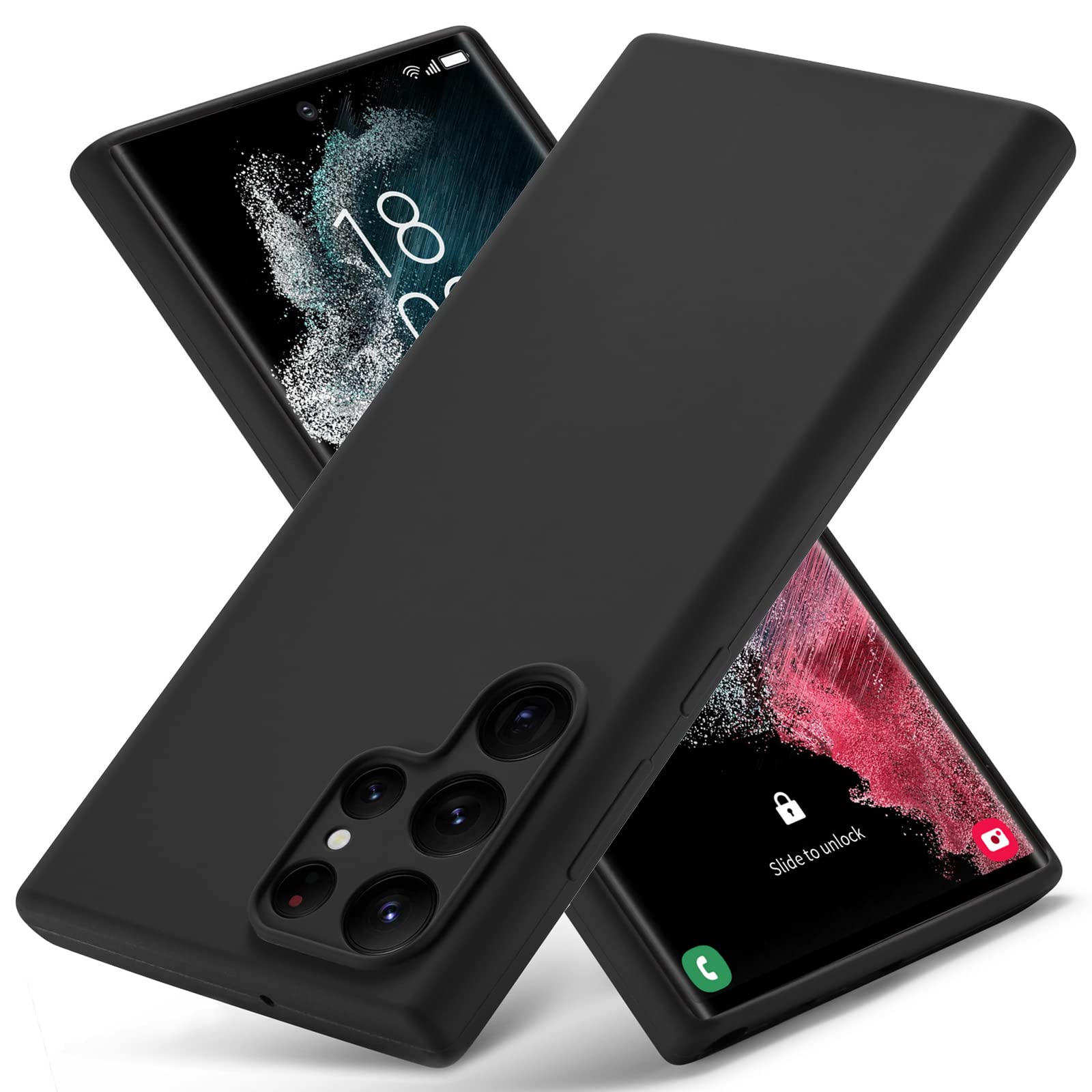 محافظ سیلیکون مایع وریک برای گوشی سامسونگ Galaxy S22 Ultra ، کاور سیلیکون ژل لمسی پوستی با پارچه مخمل نرم، کاور زیبای نازک با امکان محافظت کامل از دوربین برای گوشی سامسونگ S22 Ultra 5G، مشکی S22 Ultra - 6.8 اینچ مشکی