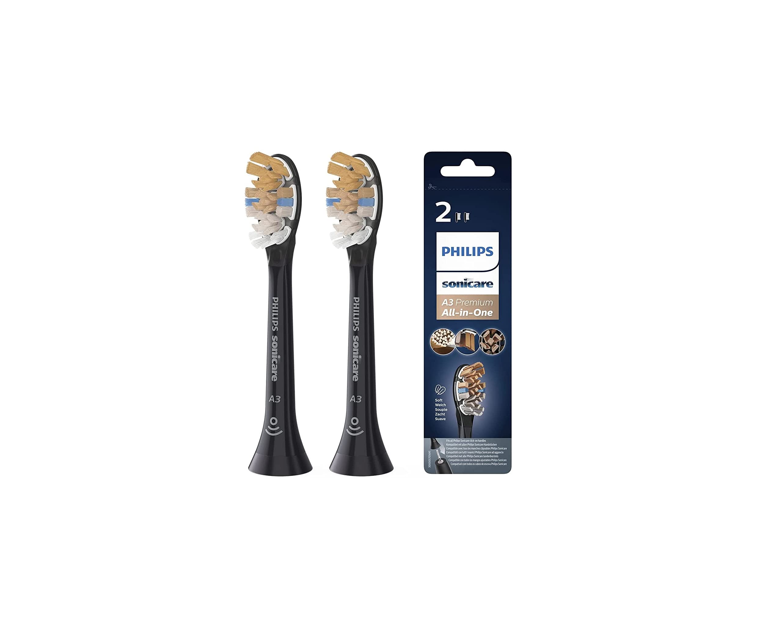سربرايش همه‌کاره Philips Sonicare Premium برای مراقبت کامل, مشکی, HX9092/96 بسته ۲ عددی