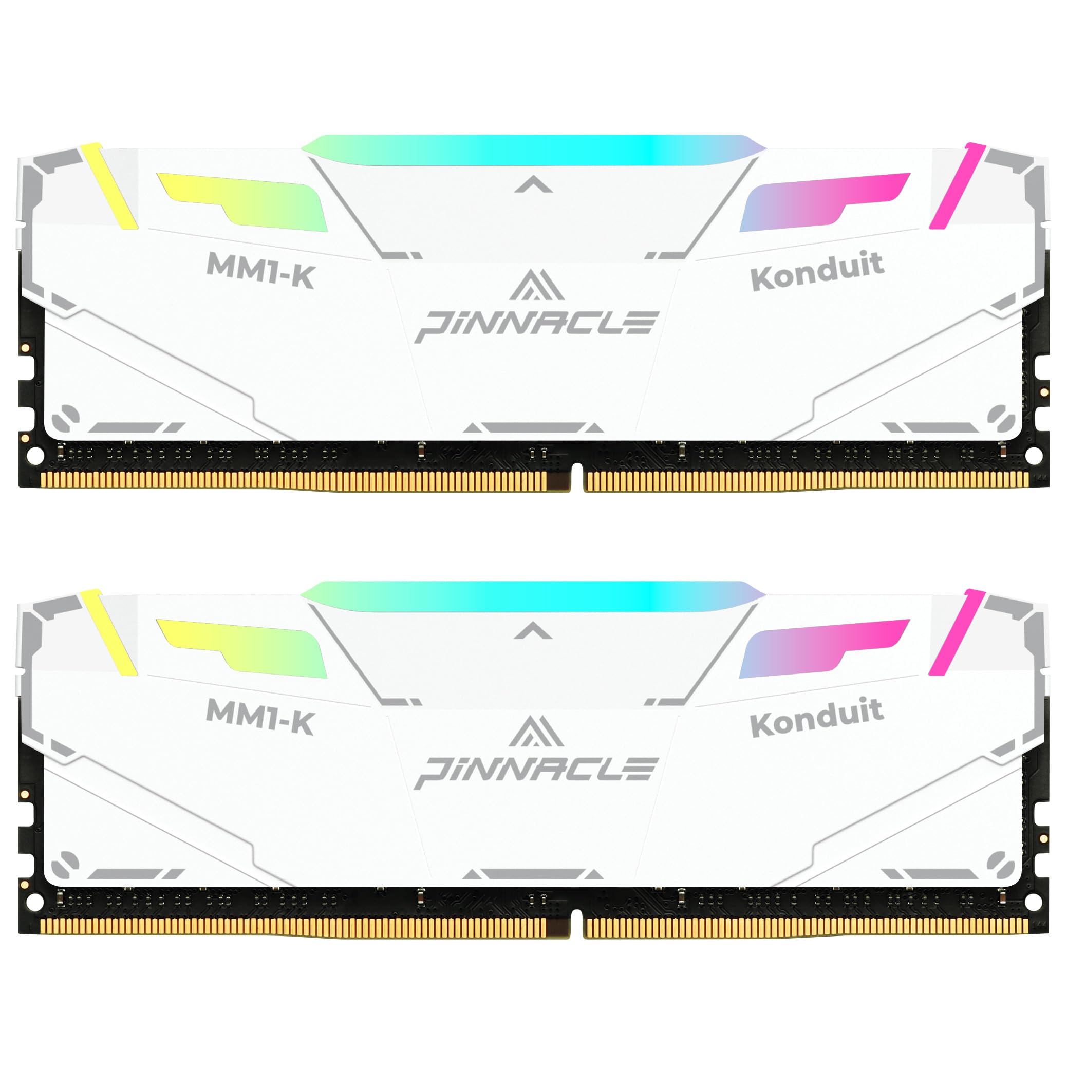 Timetec Pinnacle Konduit RGB 32GB KIT(2x16GB) DDR4 3200MHz PC4-25600 CL16-18-18-38 XMP2.0 اورکلاکینگ 1.35V دو رینک سازگار برای AMD و Intel رایانه شخصی بازی ماژول حافظه میزبان - سفید 32GB KIT(2x16GB) RGB سفید