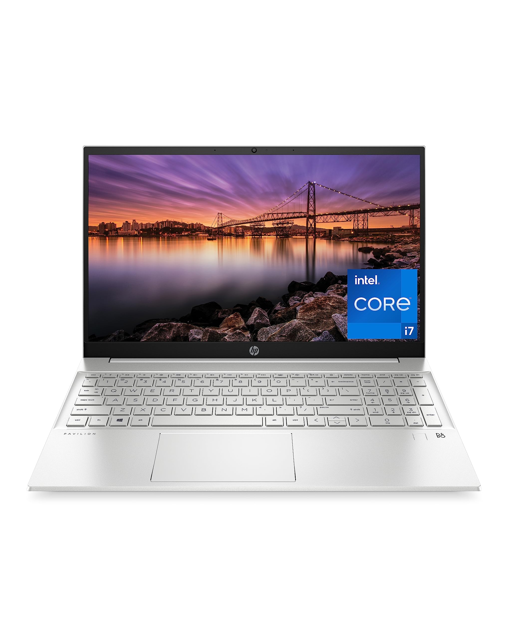لپ تاپ HP Pavilion 15، پردازنده Intel Core i7-1255U نسل 12، 16 گیگابایت RAM، 512 گیگابایت SSD، نمایشگر Full HD 15.6 اینچ، ویندوز 11 Pro، خواننده اثر انگشت، وای فای و بلوتوث، وبکم HD (15-eg2025nr 2022)
